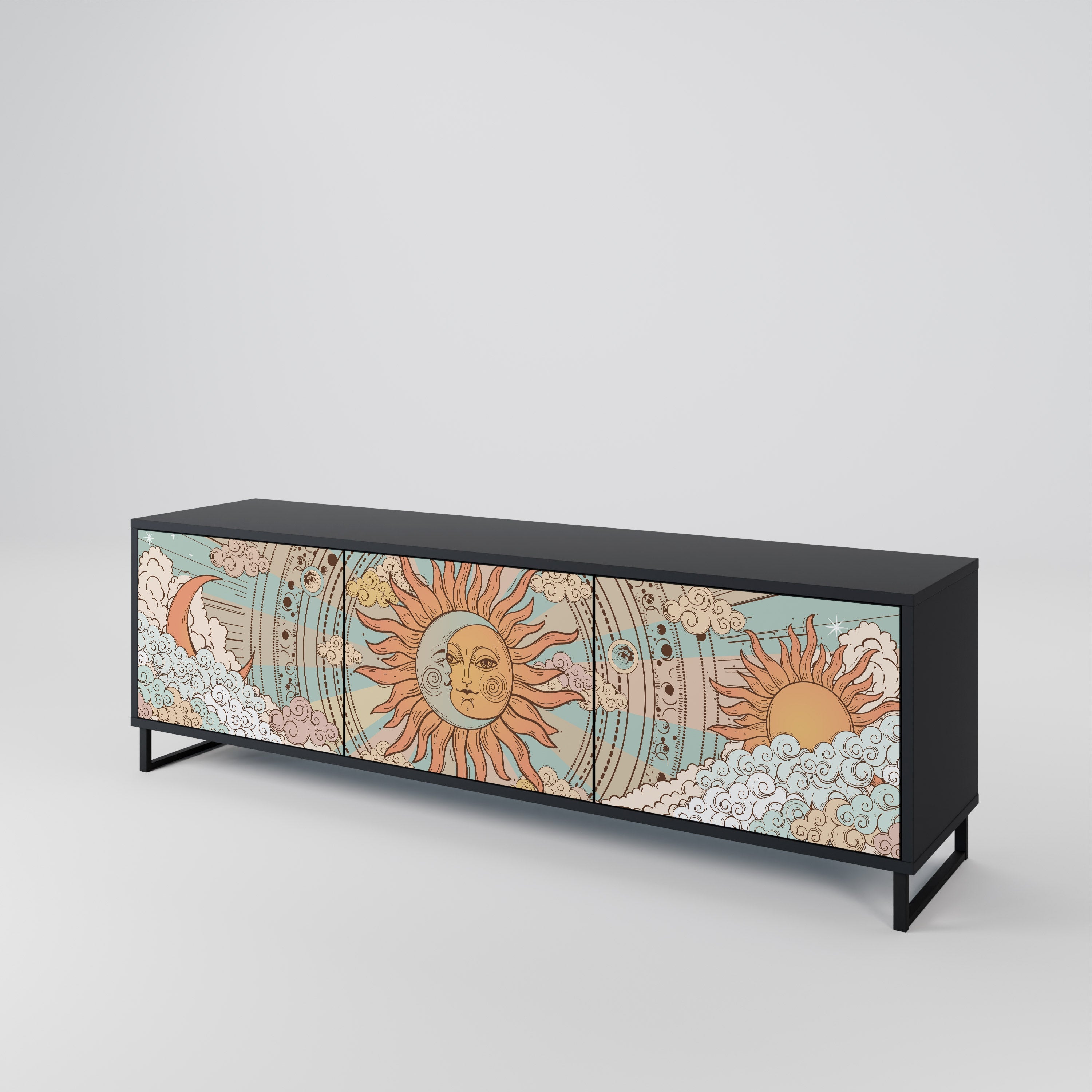 MYSTICAL STRUCTURE TV-Lowboard mit 3 Türen in Schwarz