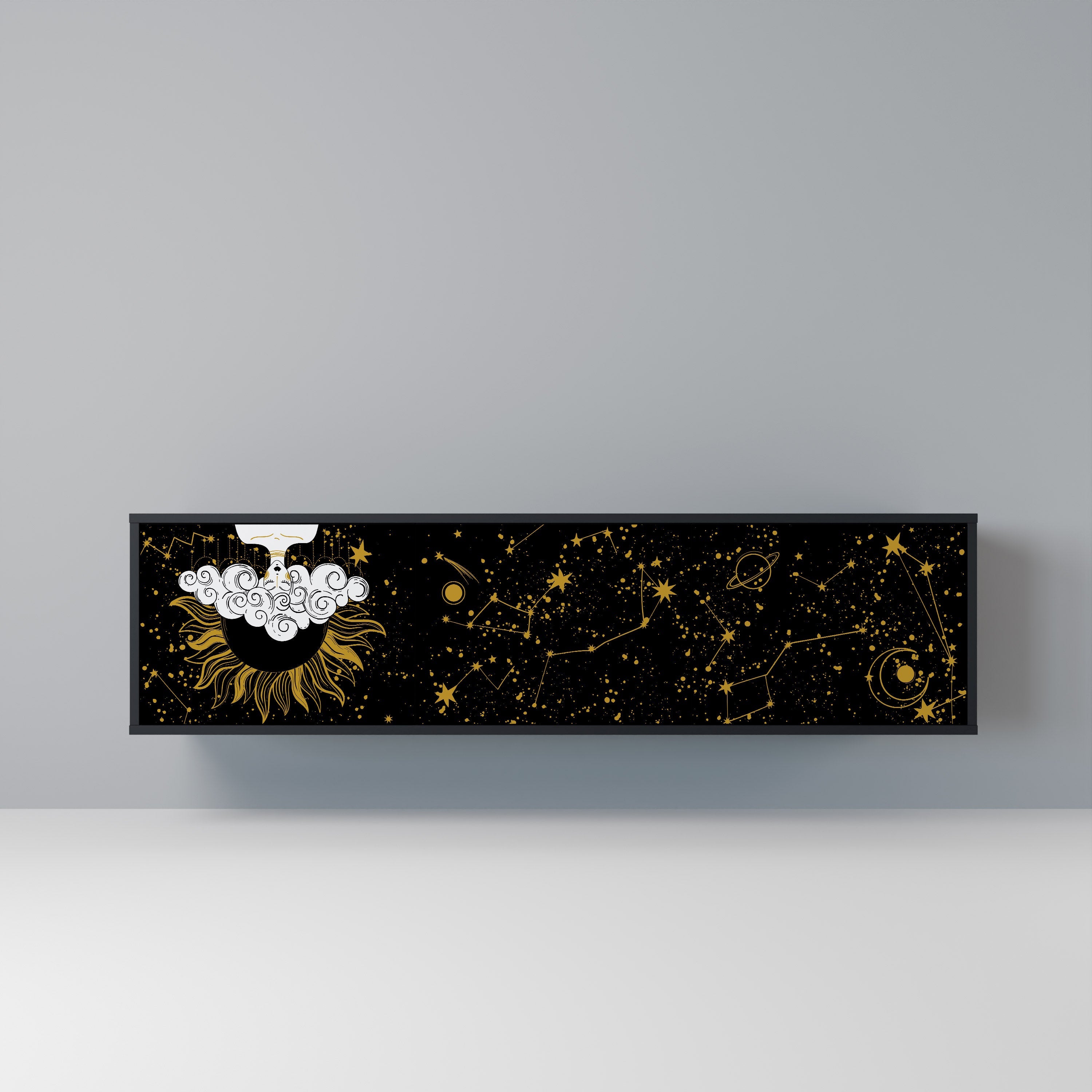 STELLAR CONSTELLATIONS TV-Lowboard mit 3 Türen in Schwarz