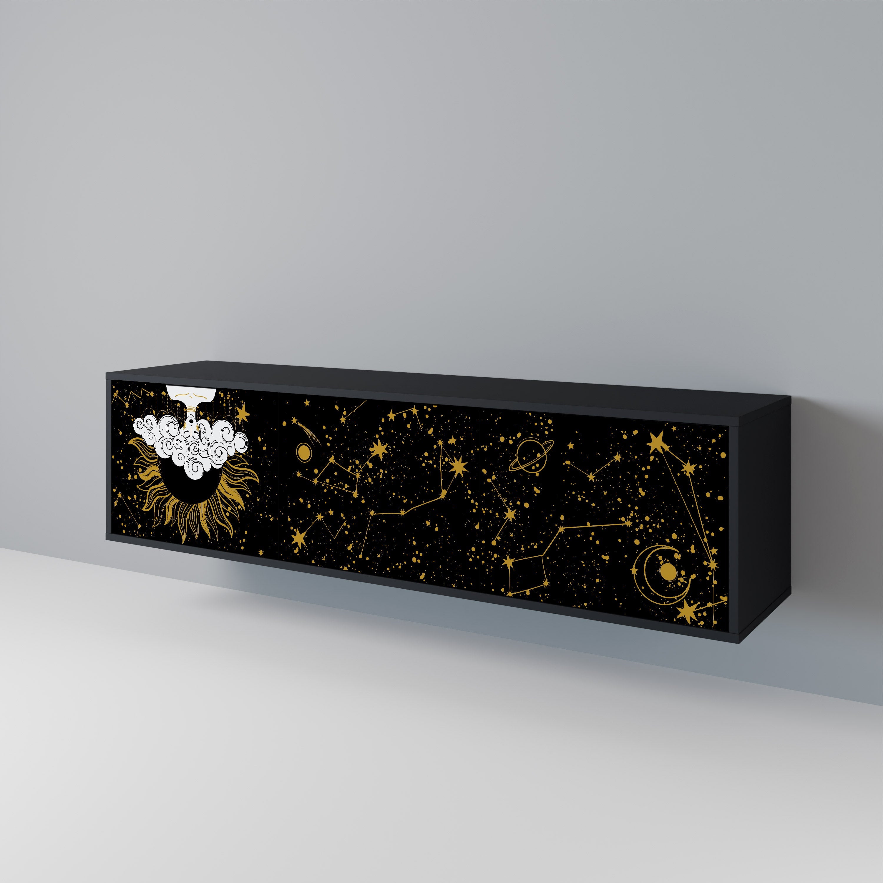 STELLAR CONSTELLATIONS TV-Lowboard mit 3 Türen in Schwarz