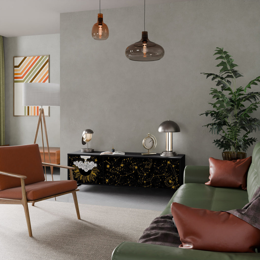 STELLAR CONSTELLATIONS TV-Lowboard mit 3 Türen in Schwarz