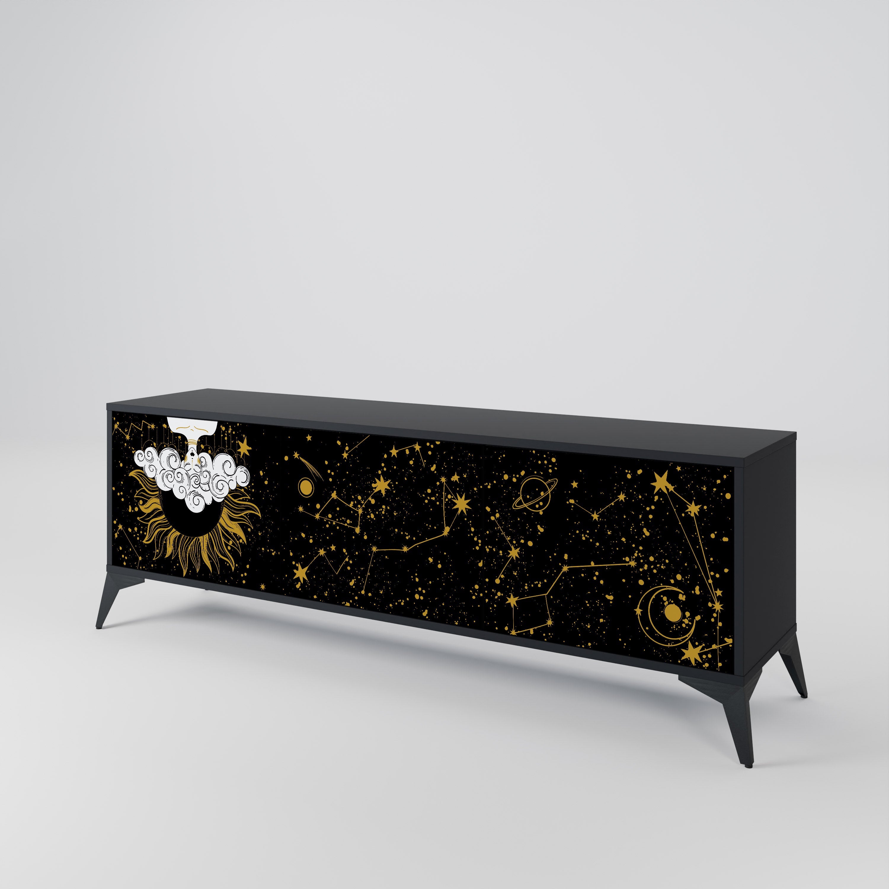 STELLAR CONSTELLATIONS TV-Lowboard mit 3 Türen in Schwarz