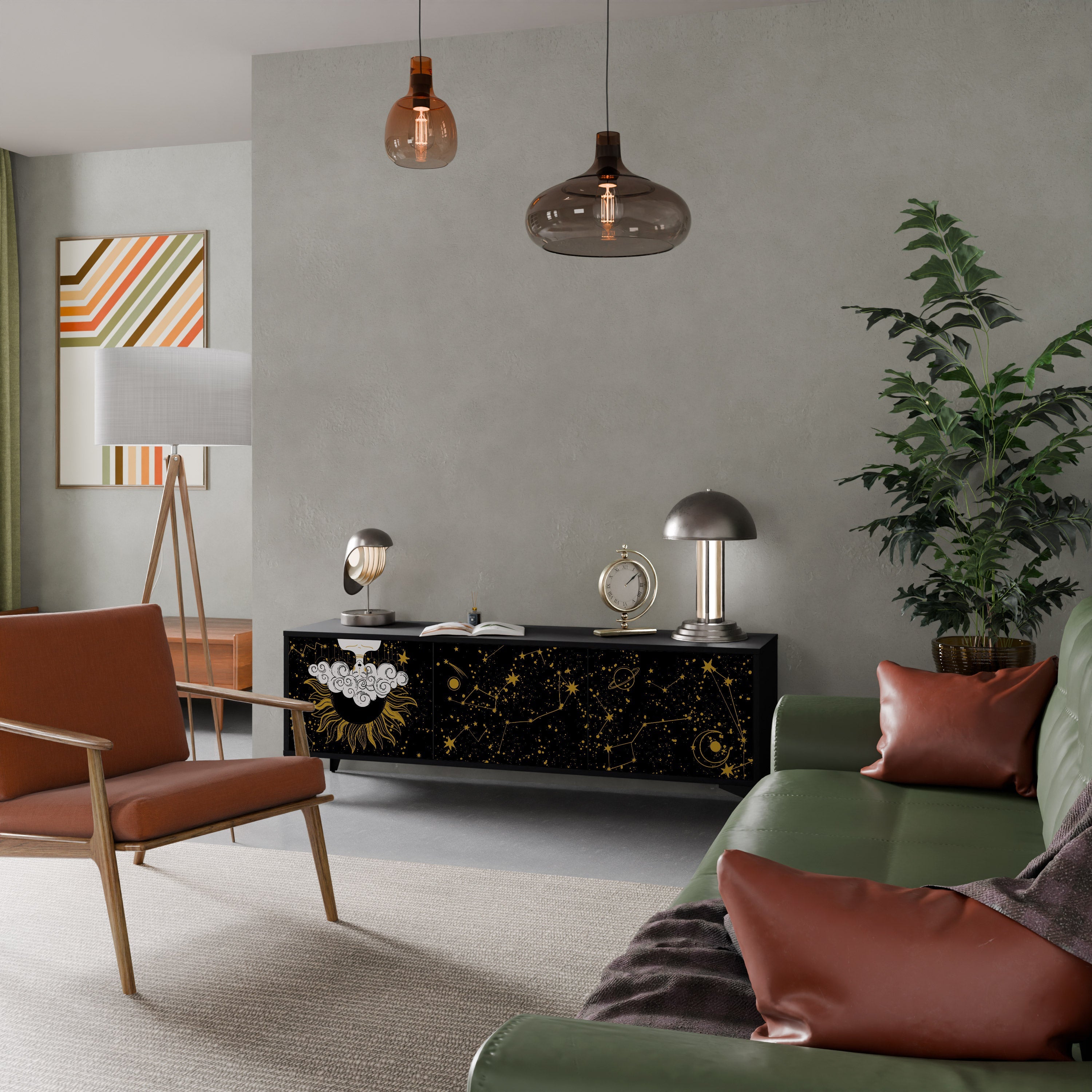 STELLAR CONSTELLATIONS TV-Lowboard mit 3 Türen in Schwarz