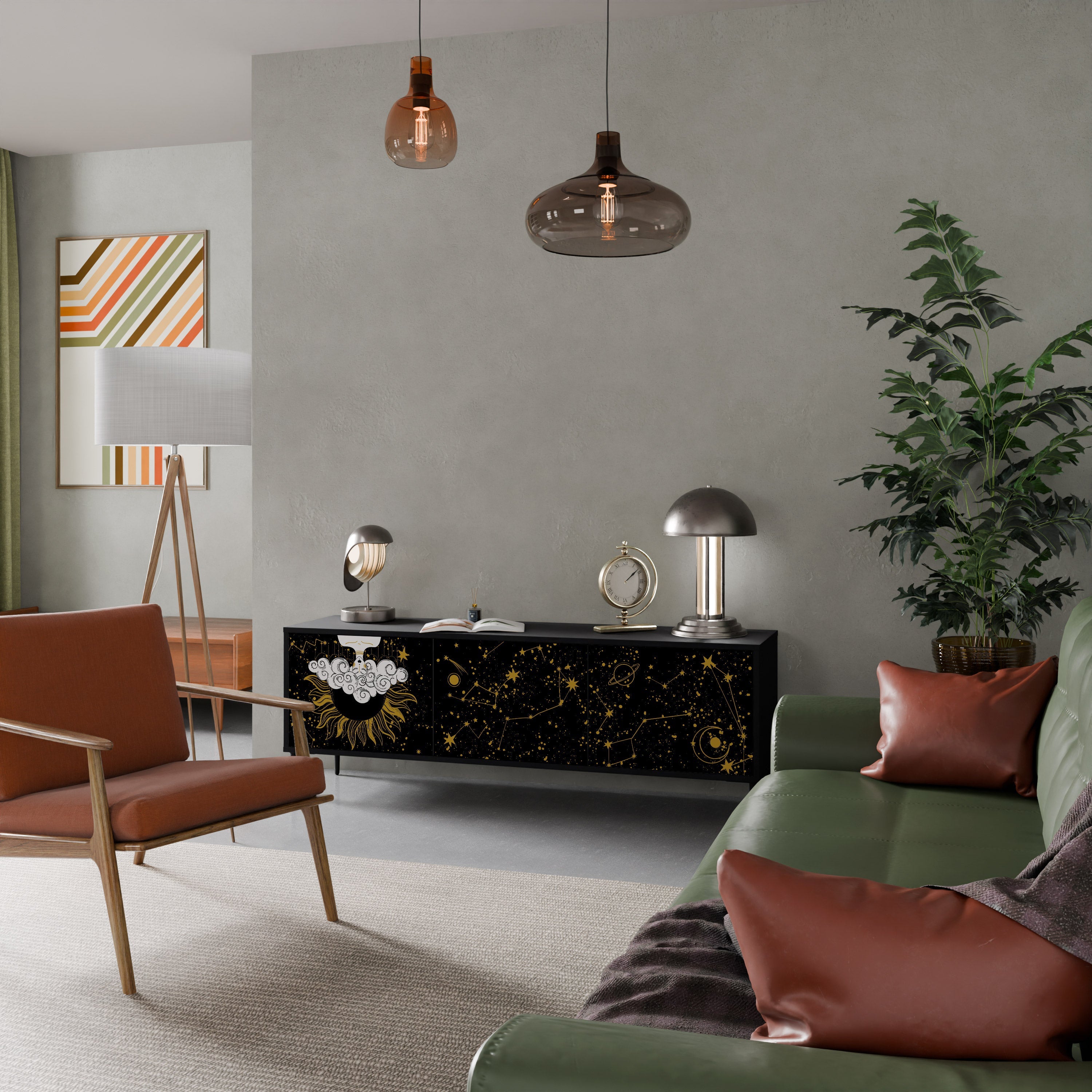 STELLAR CONSTELLATIONS TV-Lowboard mit 3 Türen in Schwarz