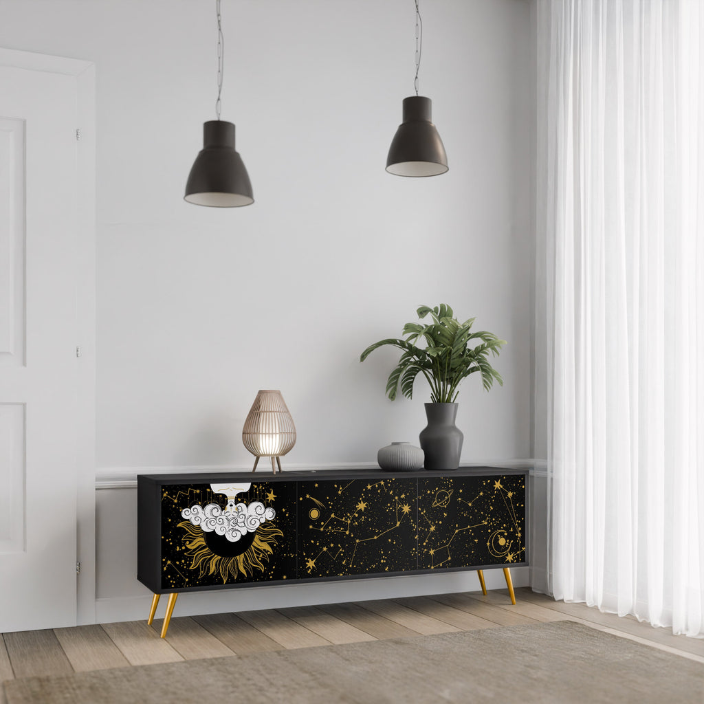 STELLAR CONSTELLATIONS TV-Lowboard mit 3 Türen in Schwarz