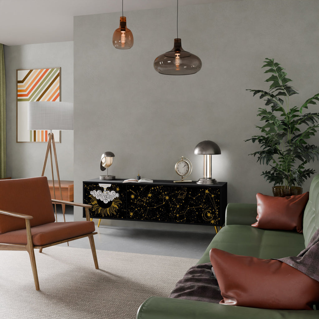 STELLAR CONSTELLATIONS TV-Lowboard mit 3 Türen in Schwarz