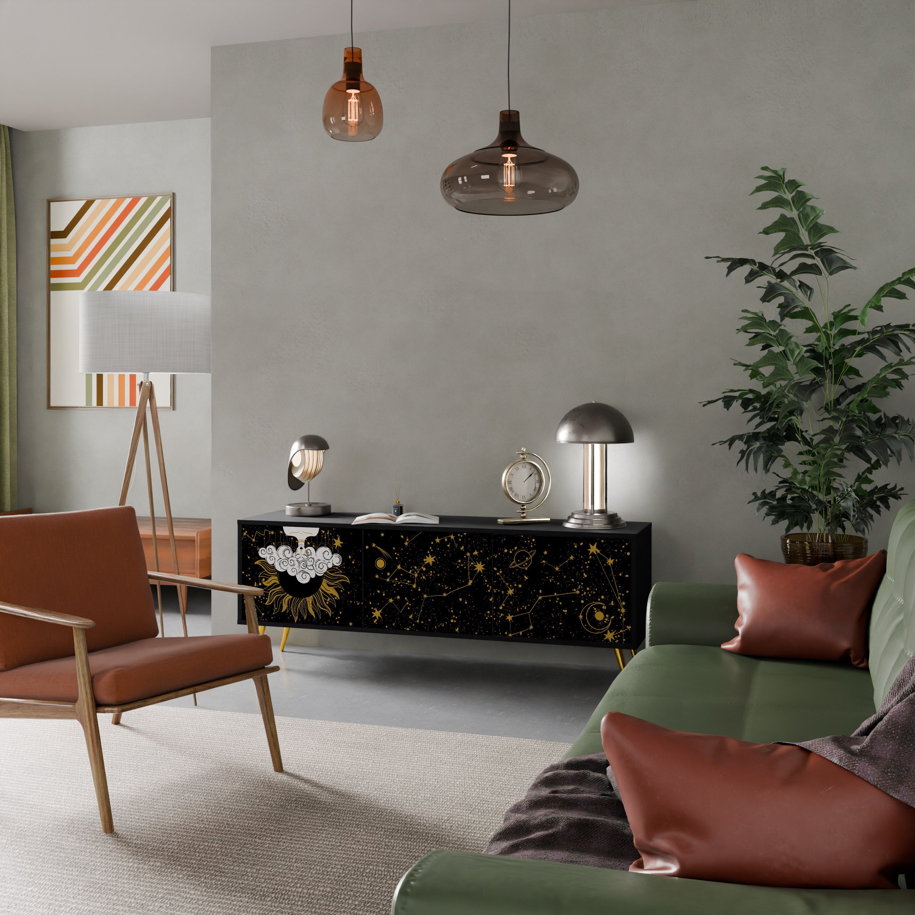 STELLAR CONSTELLATIONS TV-Lowboard mit 3 Türen in Schwarz