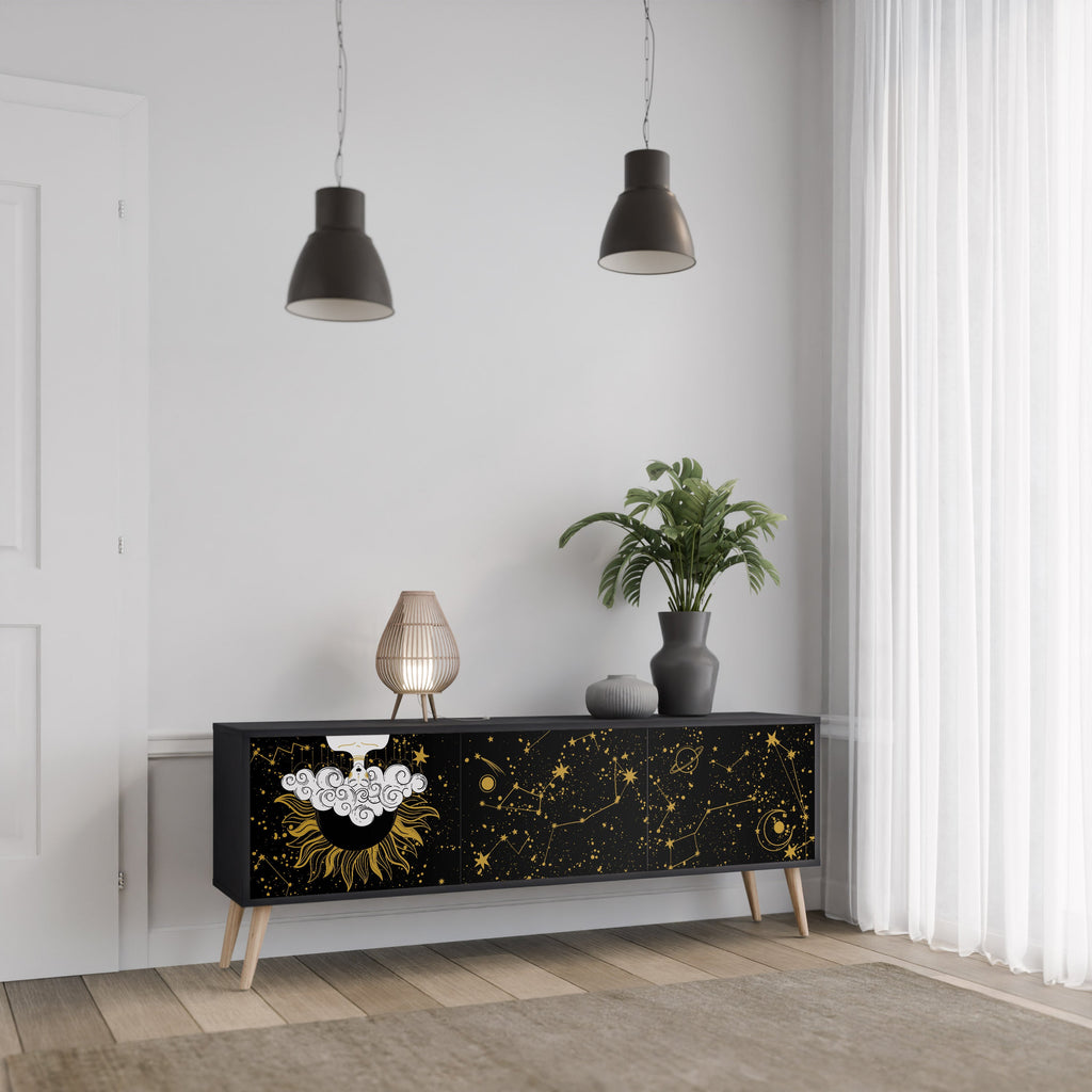 STELLAR CONSTELLATIONS TV-Lowboard mit 3 Türen in Schwarz