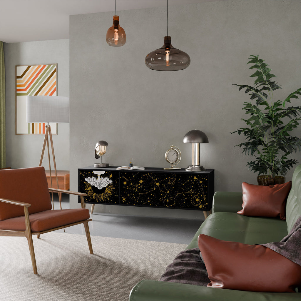 STELLAR CONSTELLATIONS TV-Lowboard mit 3 Türen in Schwarz