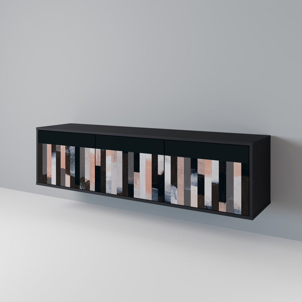 COLLAGE OF RECTANGLES TV-Lowboard mit 3 Türen in Schwarz