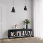 COLLAGE OF RECTANGLES TV-Lowboard mit 3 Türen in Schwarz