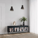 COLLAGE OF RECTANGLES TV-Lowboard mit 3 Türen in Schwarz