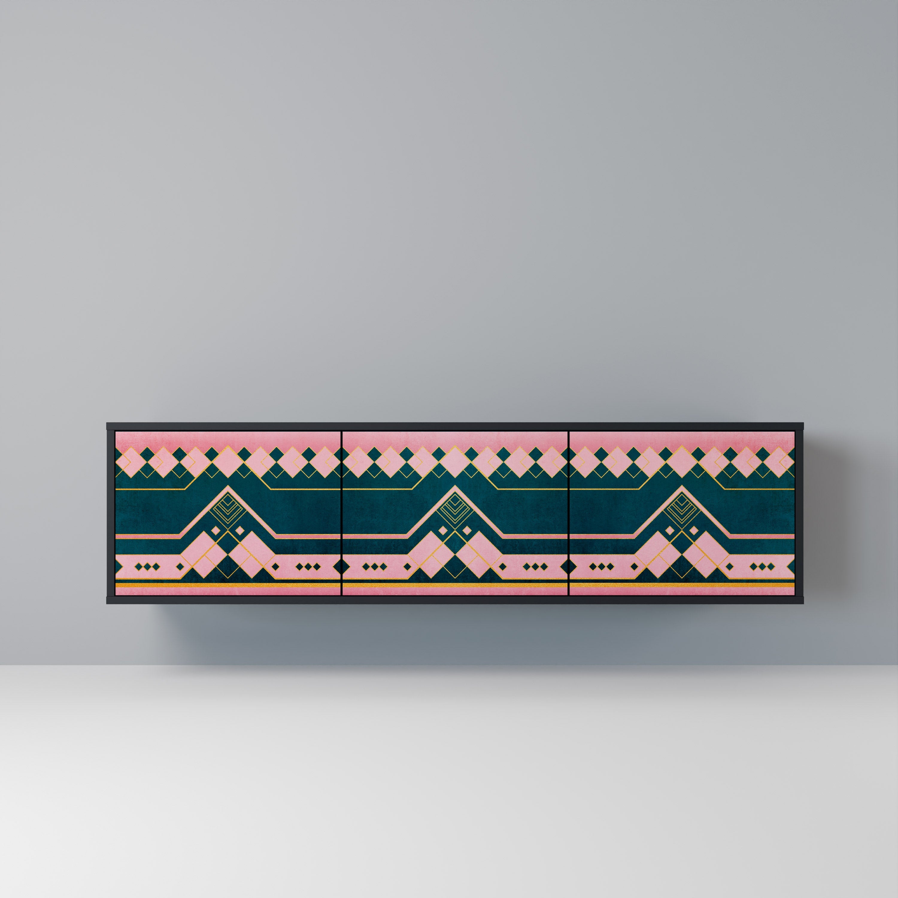 ROYAL COMPOSITION TV-Lowboard mit 3 Türen in Schwarz