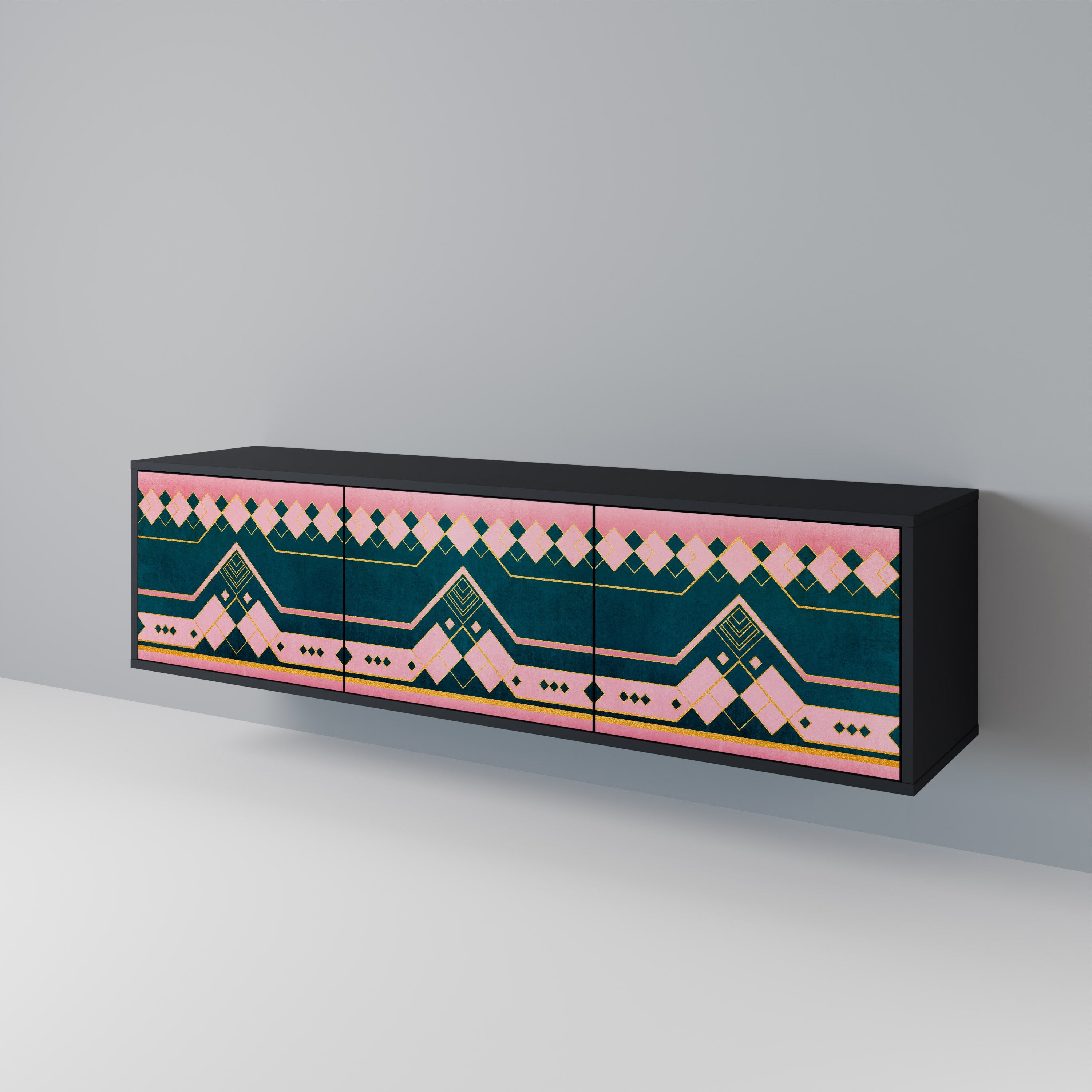 ROYAL COMPOSITION TV-Lowboard mit 3 Türen in Schwarz