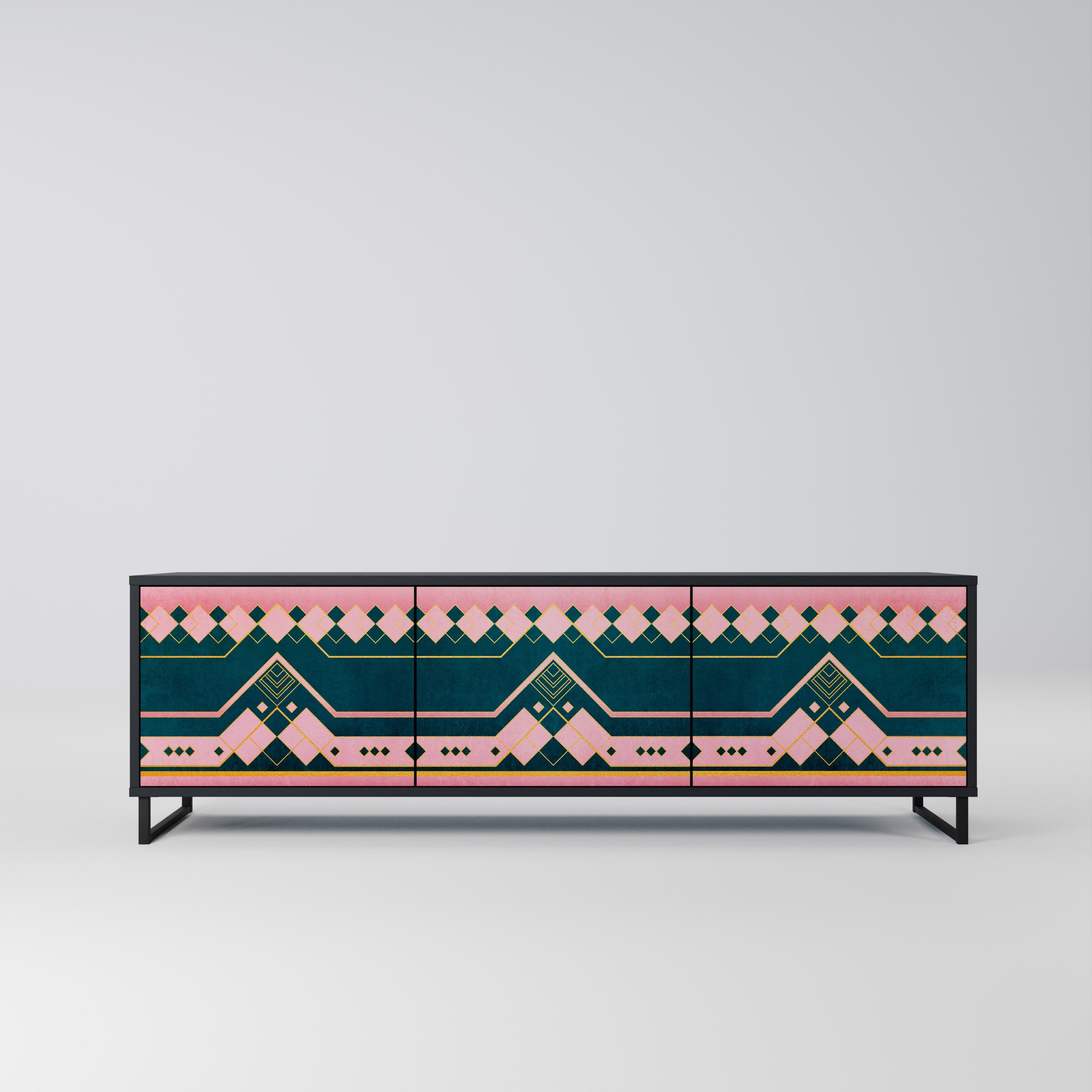 ROYAL COMPOSITION TV-Lowboard mit 3 Türen in Schwarz