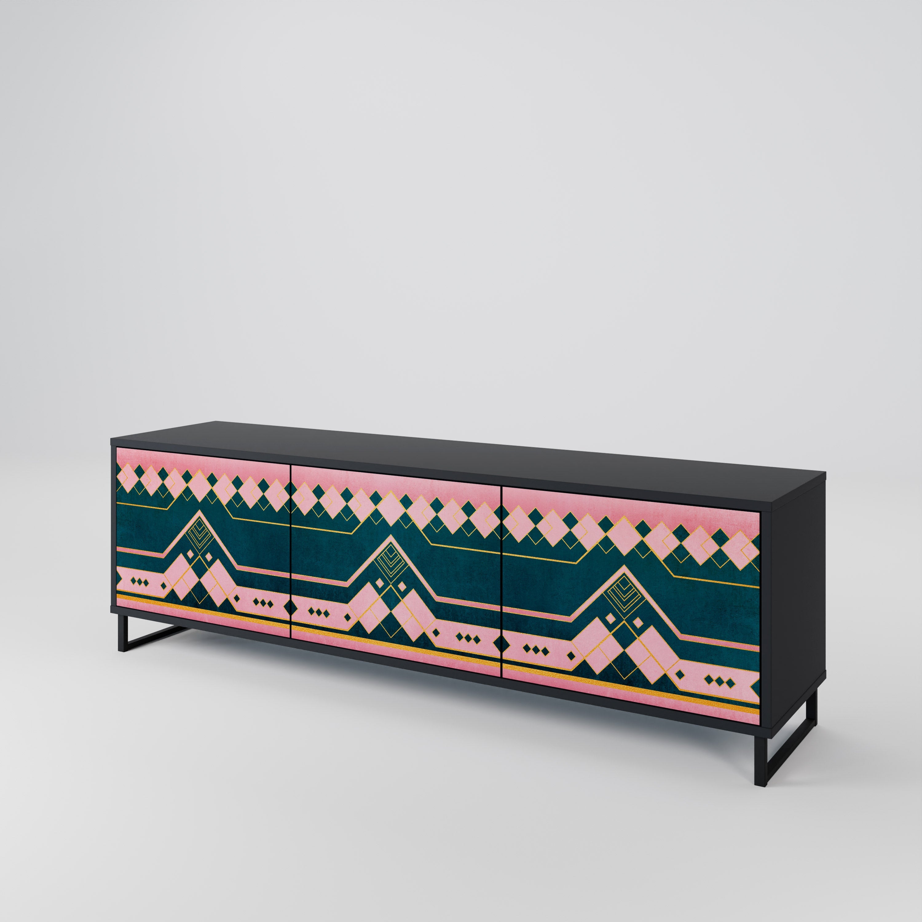 ROYAL COMPOSITION TV-Lowboard mit 3 Türen in Schwarz