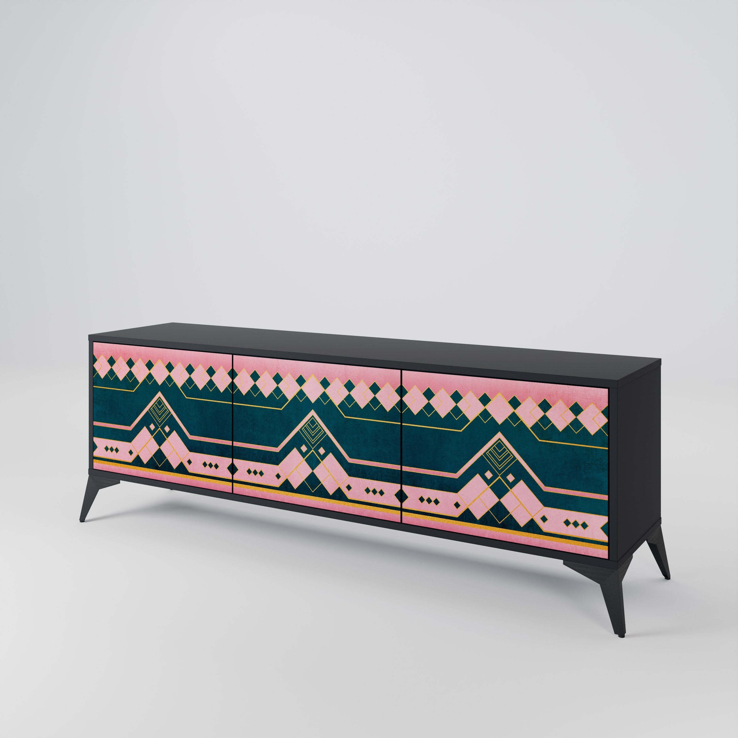 ROYAL COMPOSITION TV-Lowboard mit 3 Türen in Schwarz