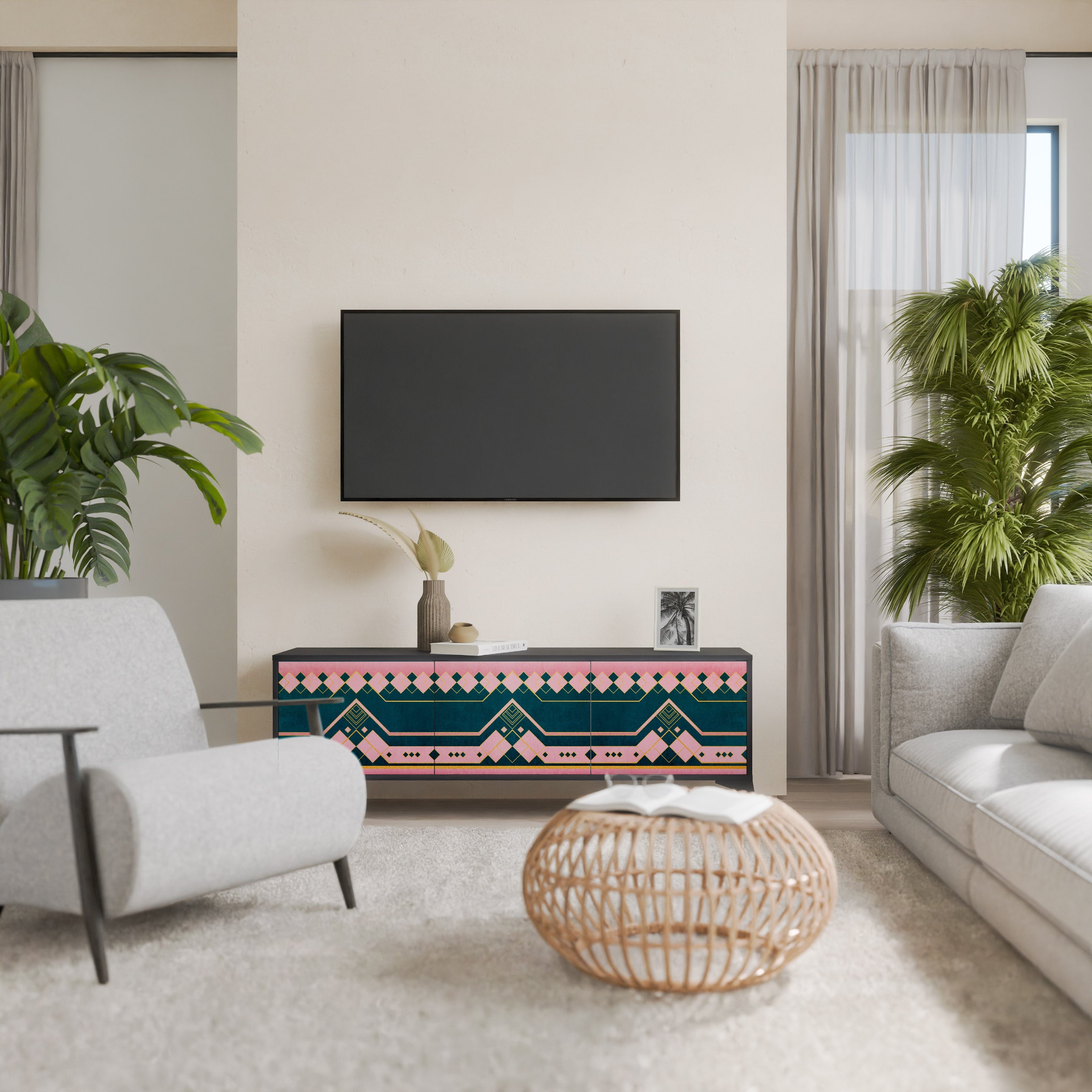 ROYAL COMPOSITION TV-Lowboard mit 3 Türen in Schwarz