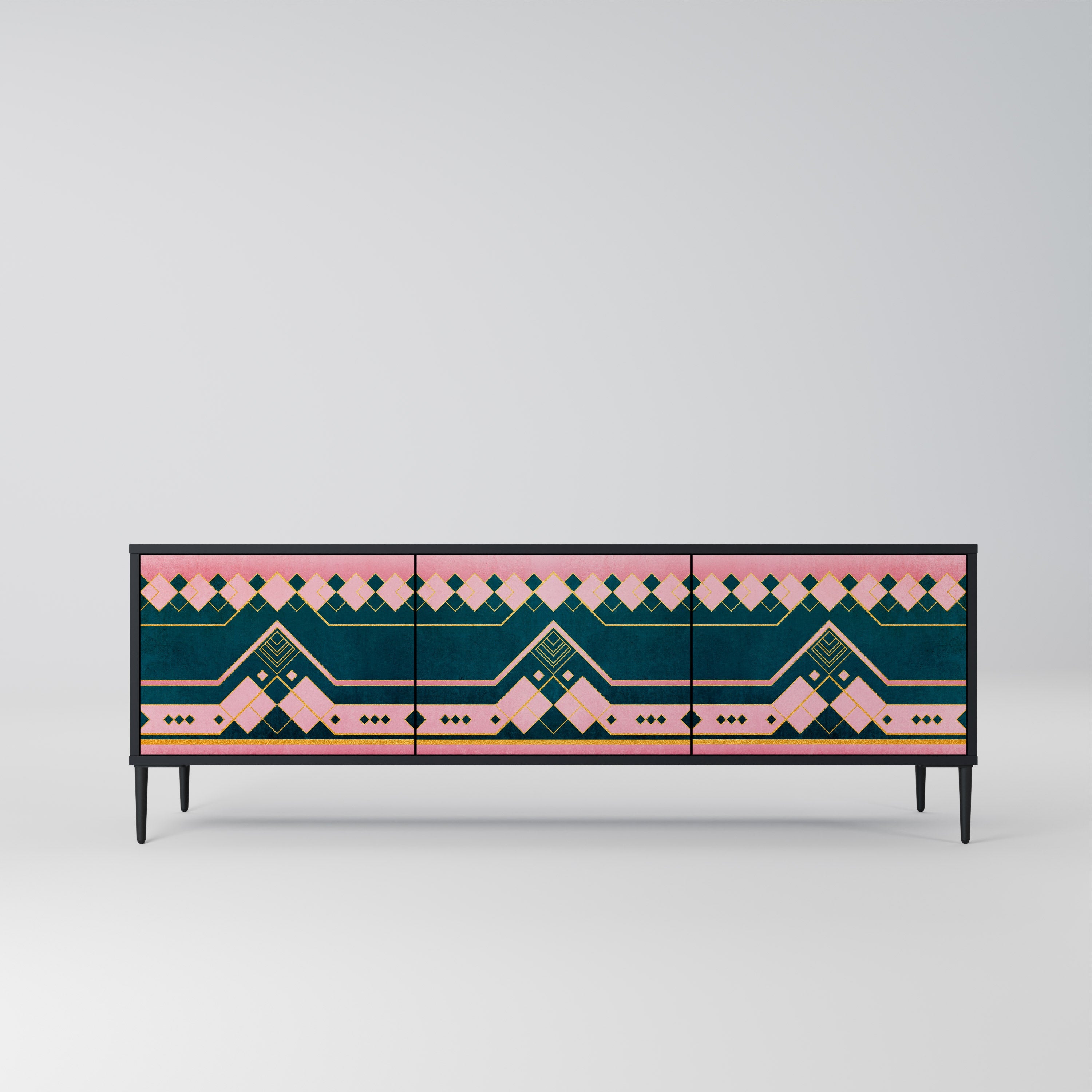 ROYAL COMPOSITION TV-Lowboard mit 3 Türen in Schwarz