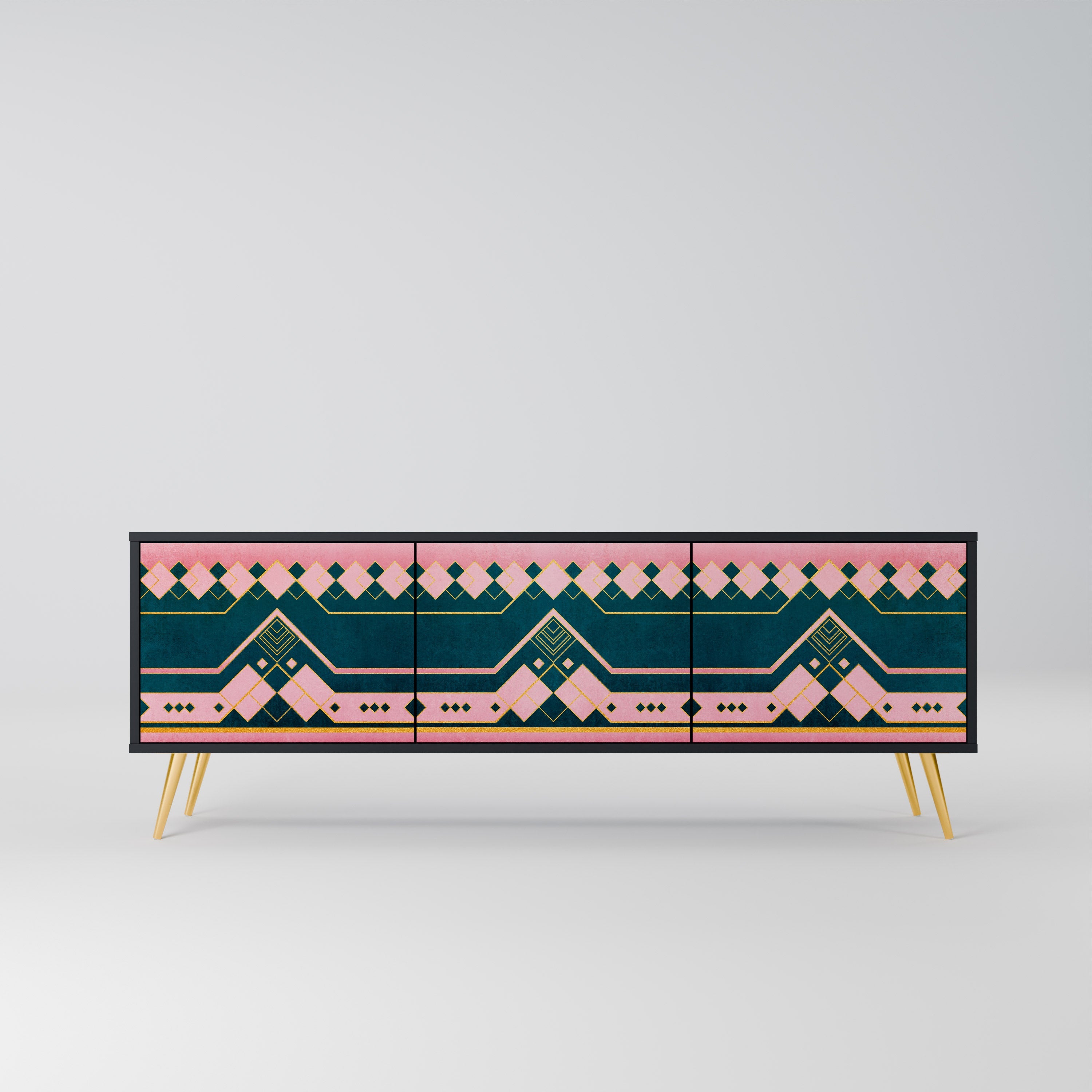 ROYAL COMPOSITION TV-Lowboard mit 3 Türen in Schwarz