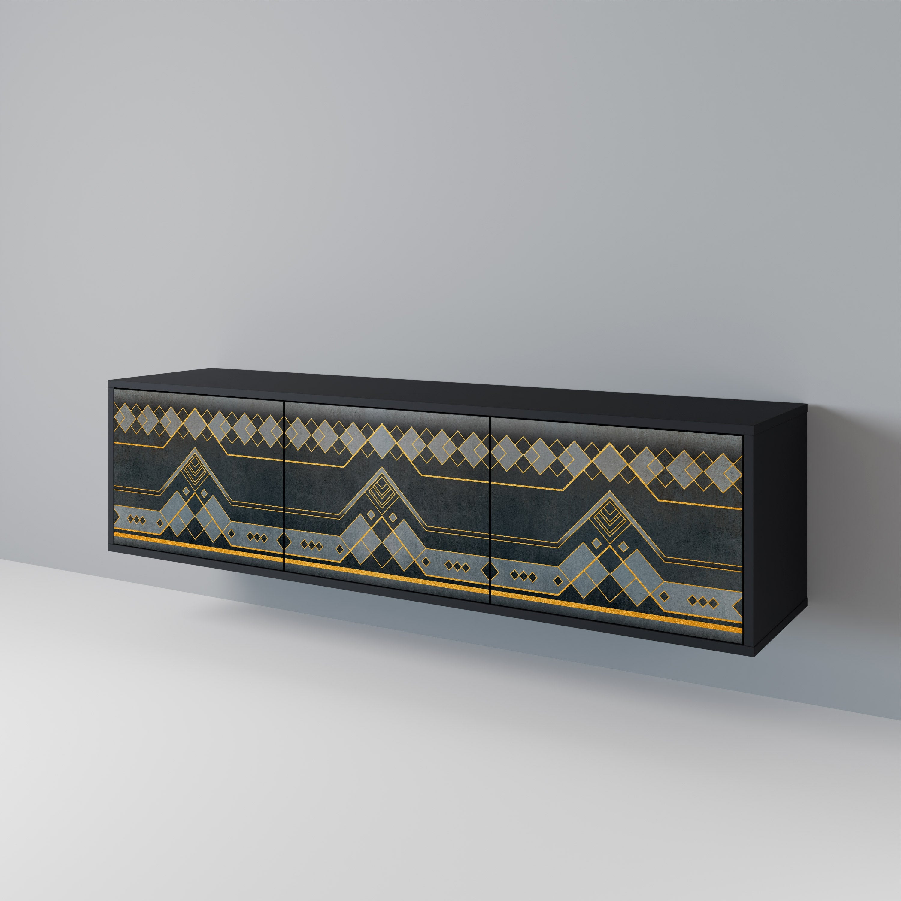 ROYAL ORDINARINESS TV-Lowboard mit 3 Türen in Schwarz