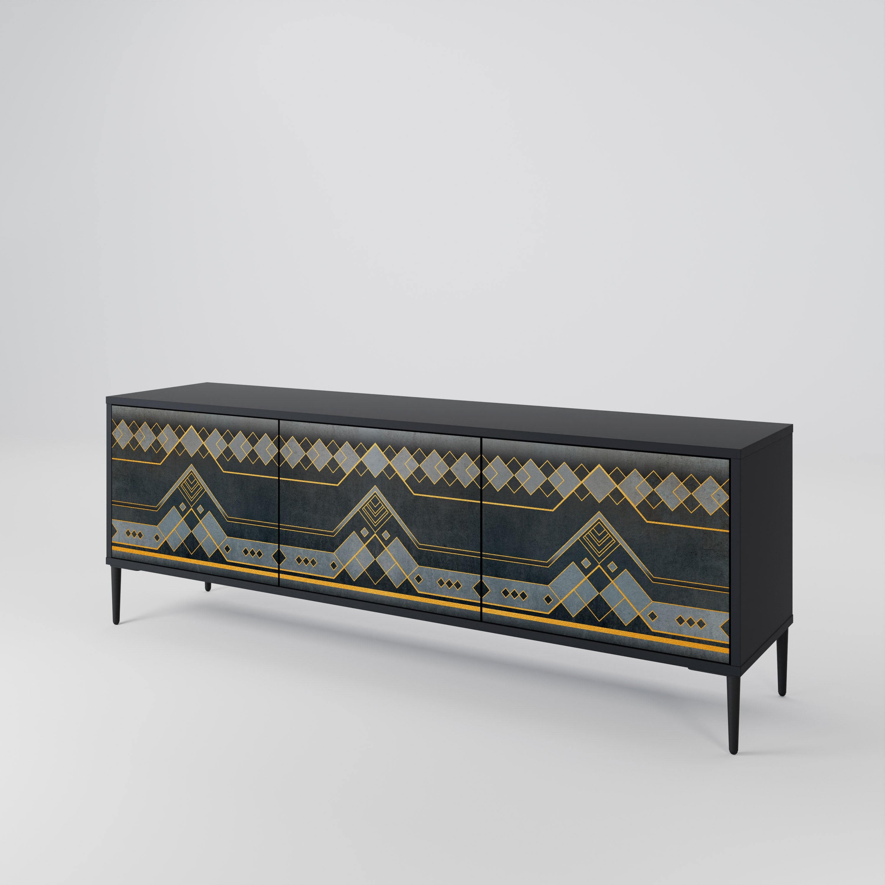 ROYAL ORDINARINESS TV-Lowboard mit 3 Türen in Schwarz