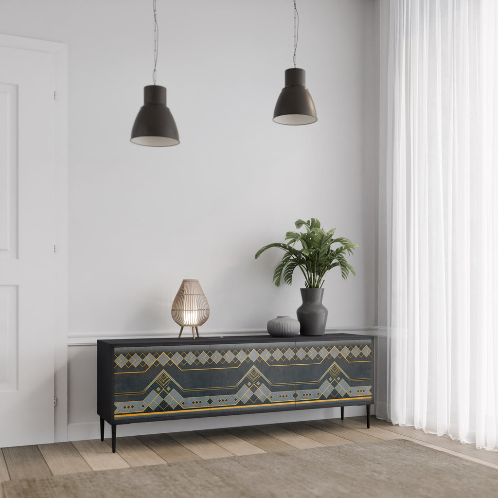 ROYAL ORDINARINESS TV-Lowboard mit 3 Türen in Schwarz