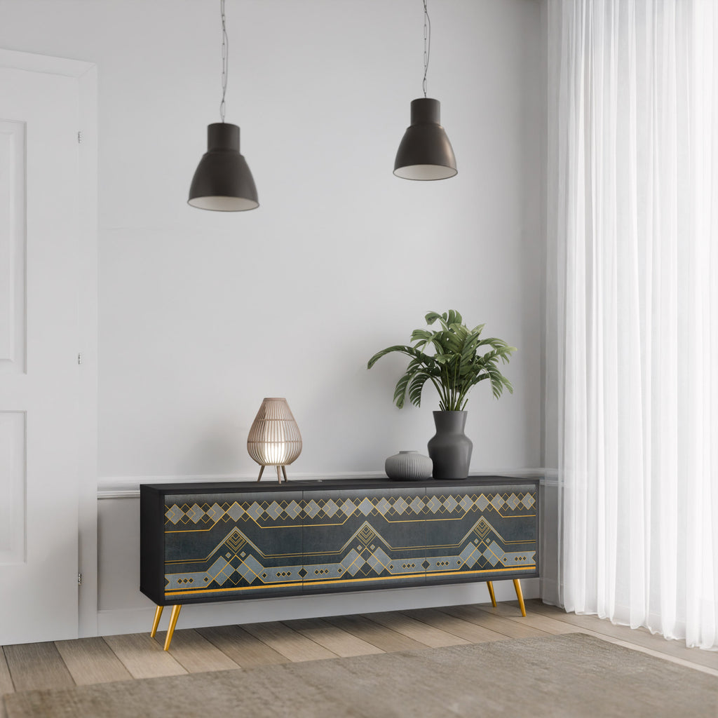 ROYAL ORDINARINESS TV-Lowboard mit 3 Türen in Schwarz