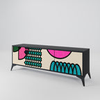 GEOMETRIC RHAPSODY TV-Lowboard mit 3 Türen in Schwarz