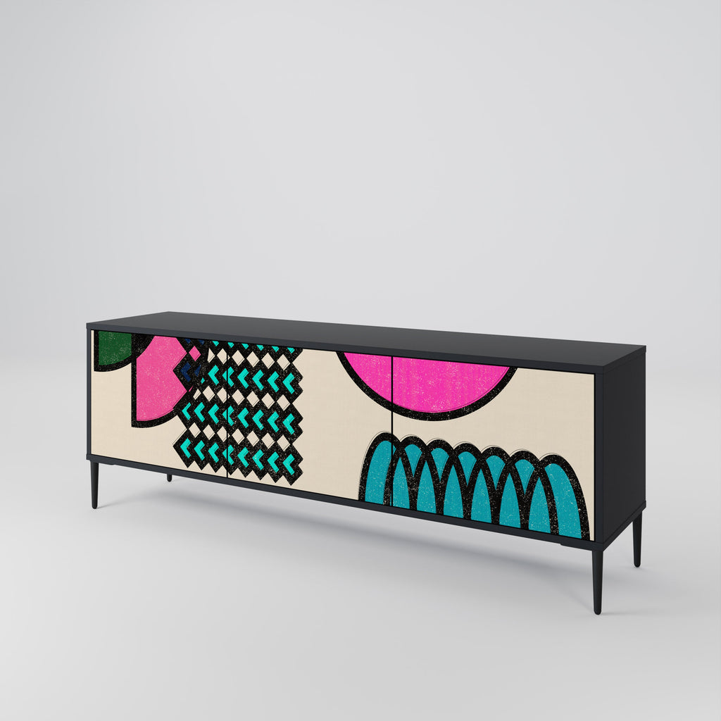 GEOMETRIC RHAPSODY TV-Lowboard mit 3 Türen in Schwarz