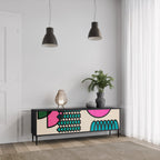 GEOMETRIC RHAPSODY TV-Lowboard mit 3 Türen in Schwarz