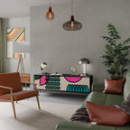 GEOMETRIC RHAPSODY TV-Lowboard mit 3 Türen in Schwarz