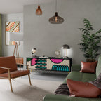 GEOMETRIC RHAPSODY TV-Lowboard mit 3 Türen in Schwarz