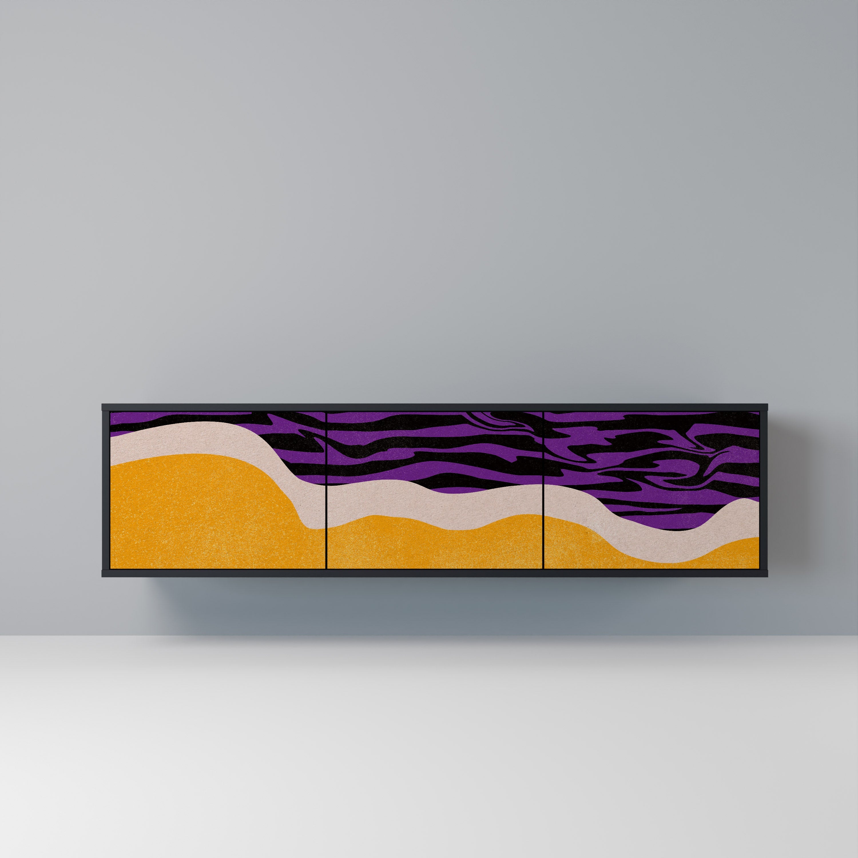 INDEPENDENT BORDER TV-Lowboard mit 3 Türen in Schwarz