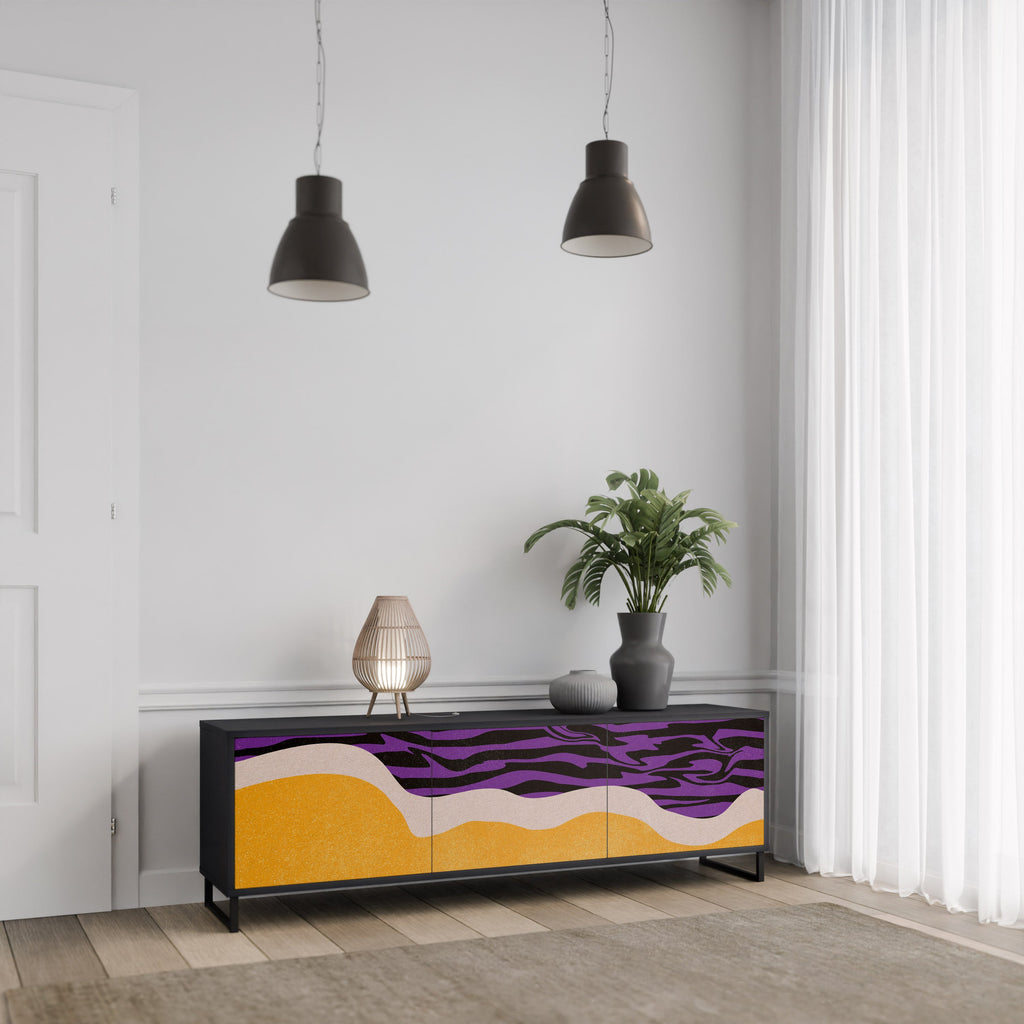 INDEPENDENT BORDER TV-Lowboard mit 3 Türen in Schwarz