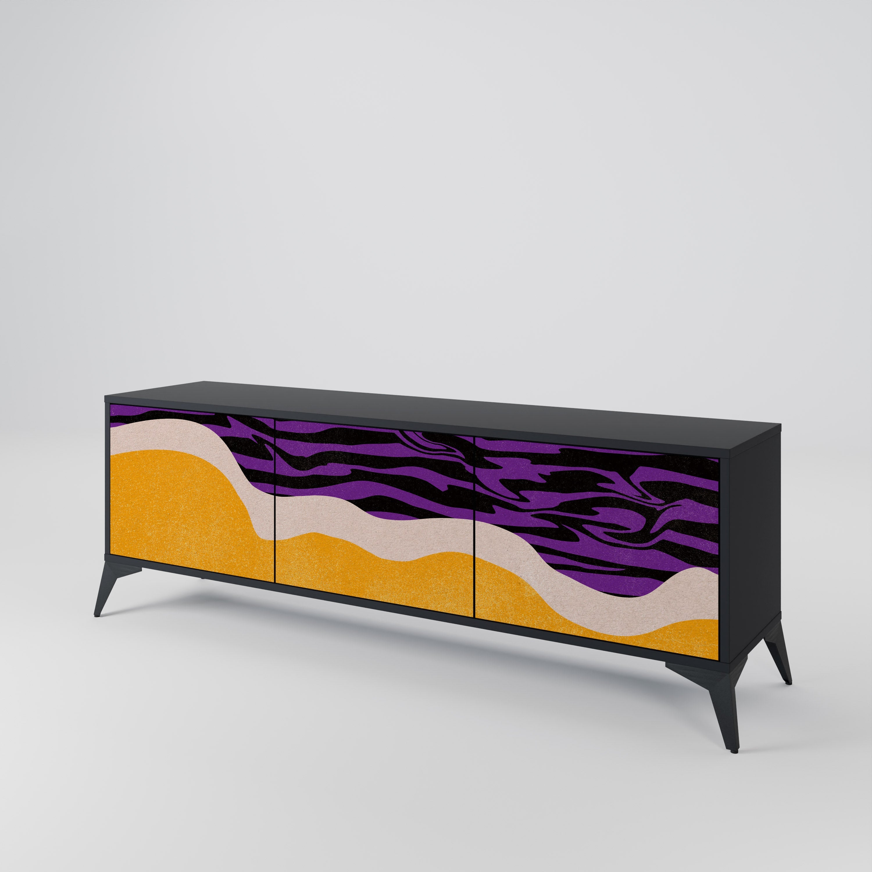 INDEPENDENT BORDER TV-Lowboard mit 3 Türen in Schwarz