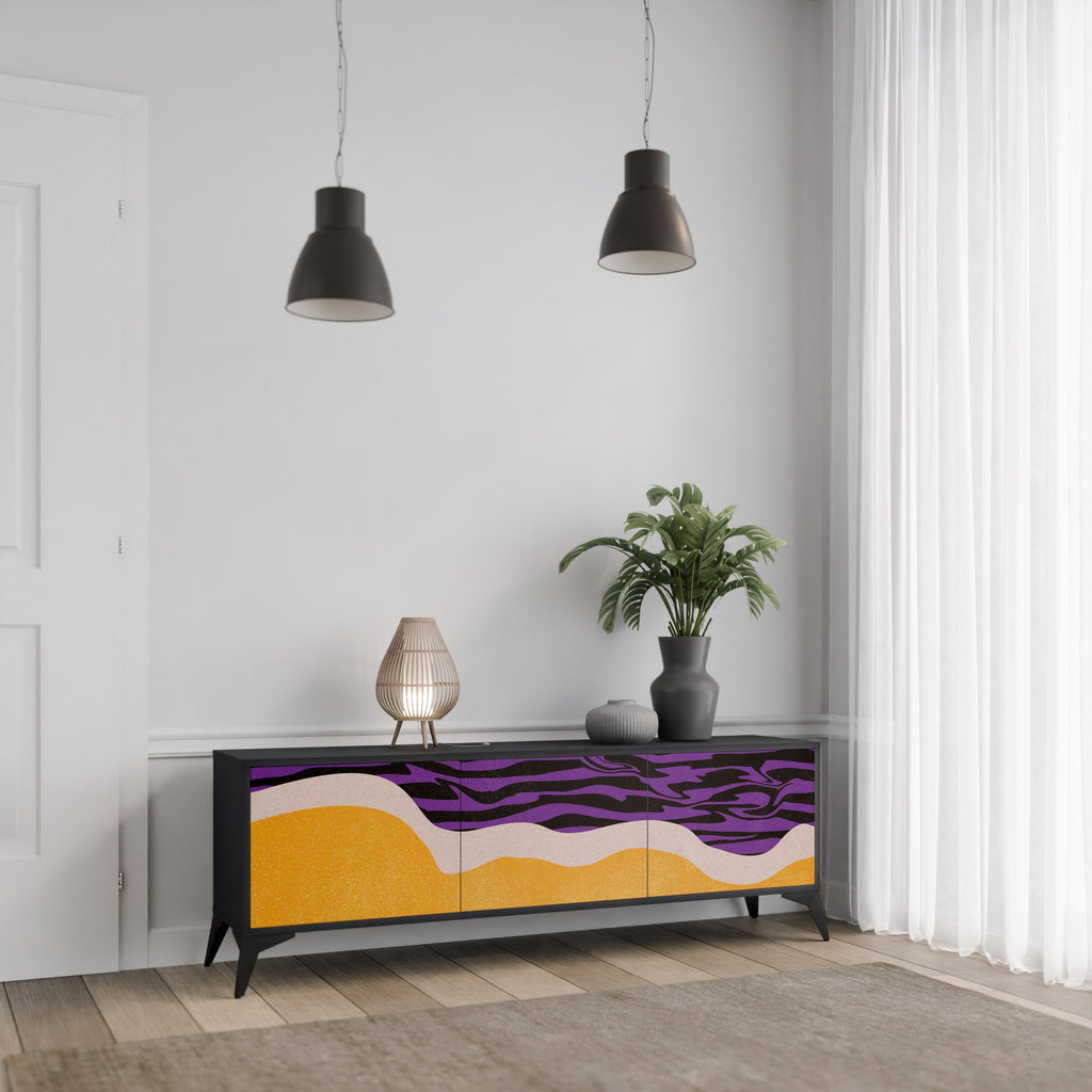 INDEPENDENT BORDER TV-Lowboard mit 3 Türen in Schwarz