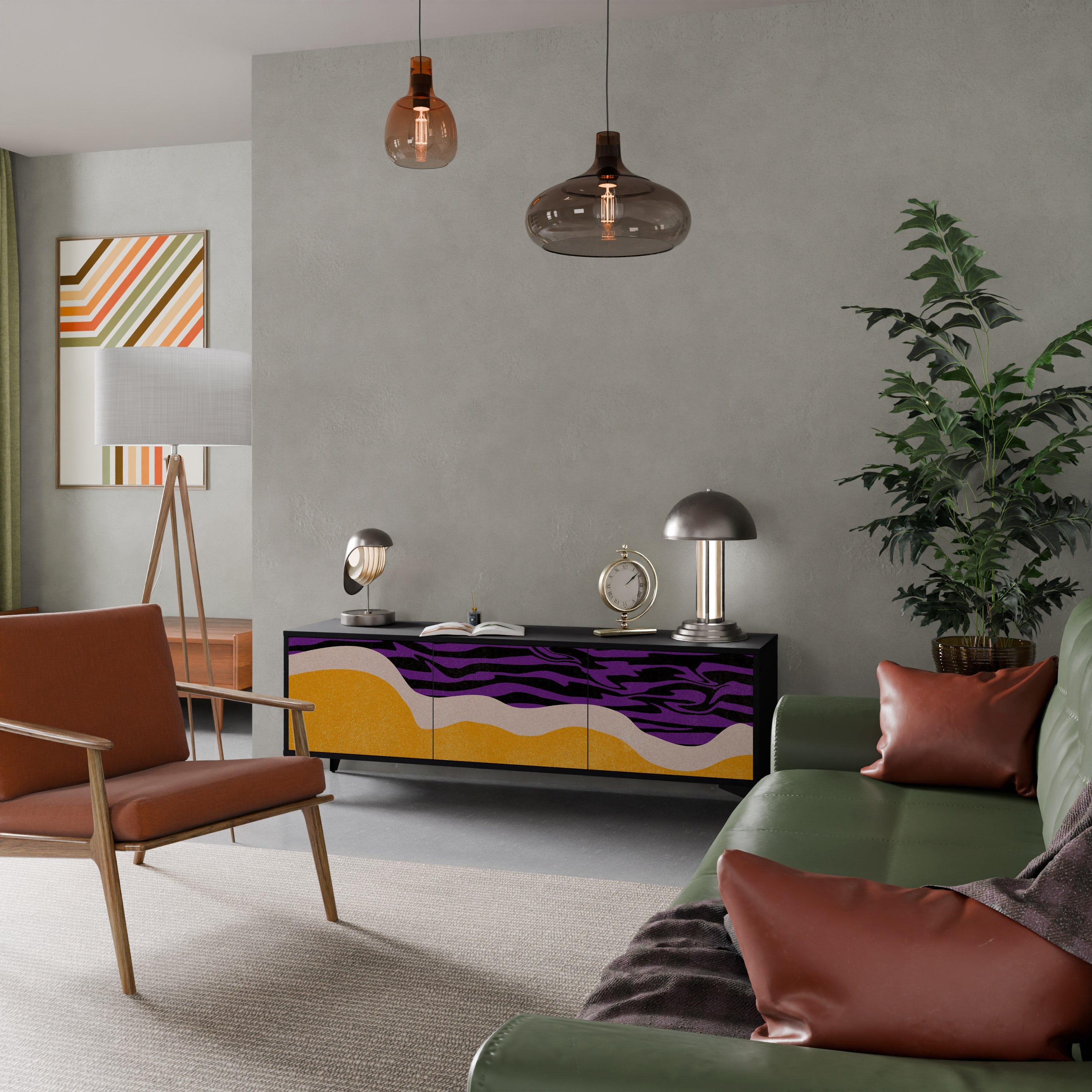 INDEPENDENT BORDER TV-Lowboard mit 3 Türen in Schwarz