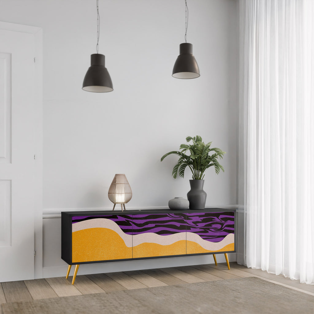 INDEPENDENT BORDER TV-Lowboard mit 3 Türen in Schwarz