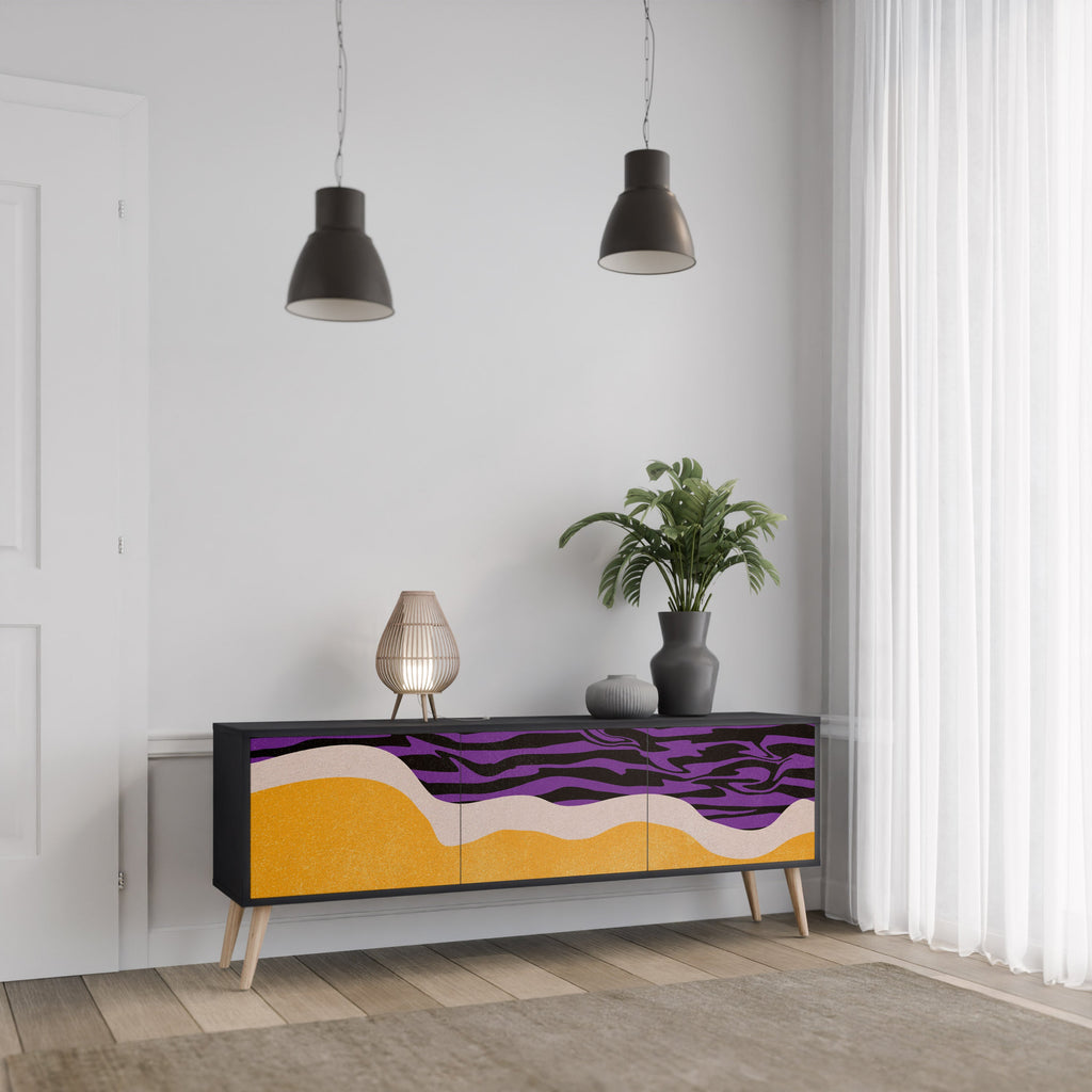 INDEPENDENT BORDER TV-Lowboard mit 3 Türen in Schwarz