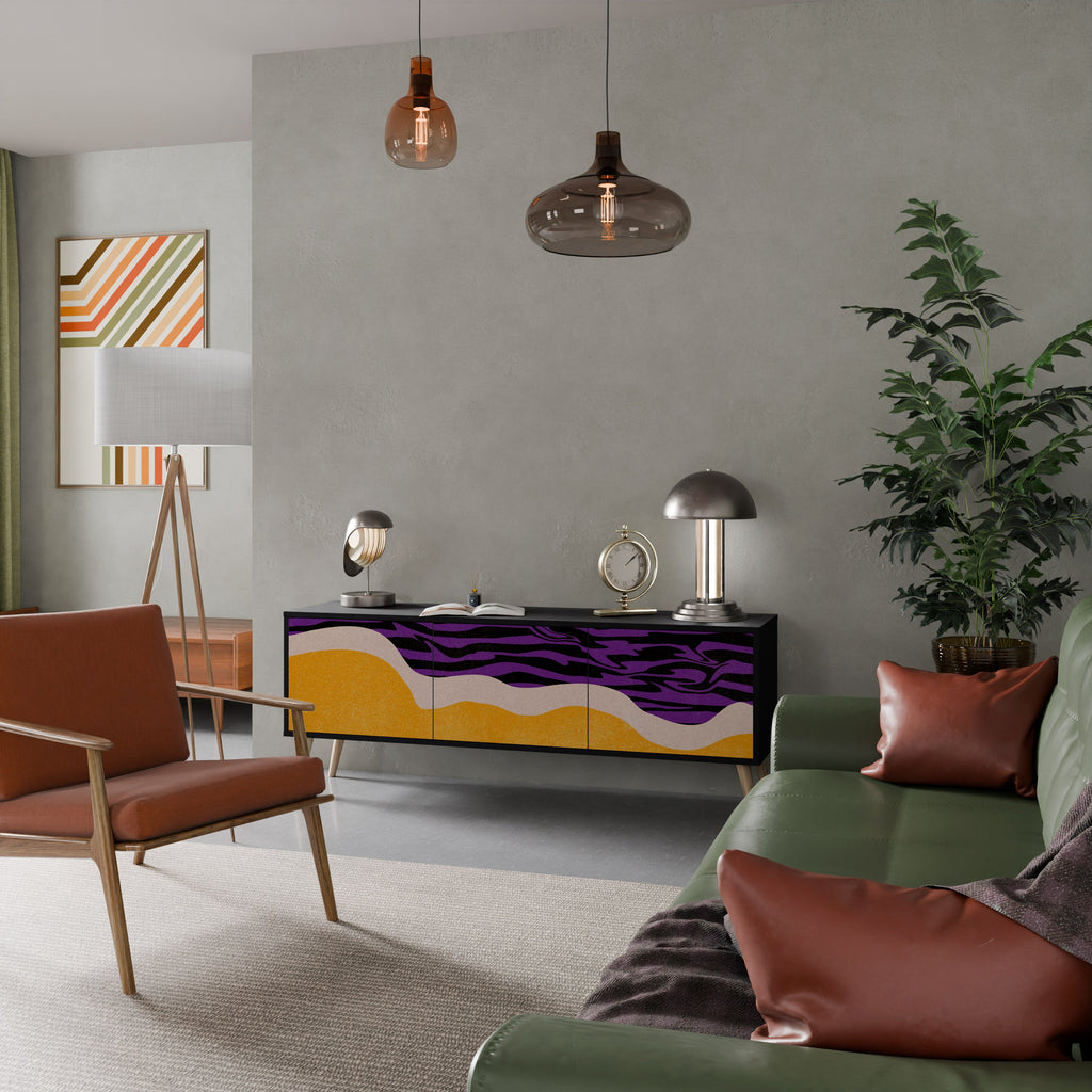 INDEPENDENT BORDER TV-Lowboard mit 3 Türen in Schwarz