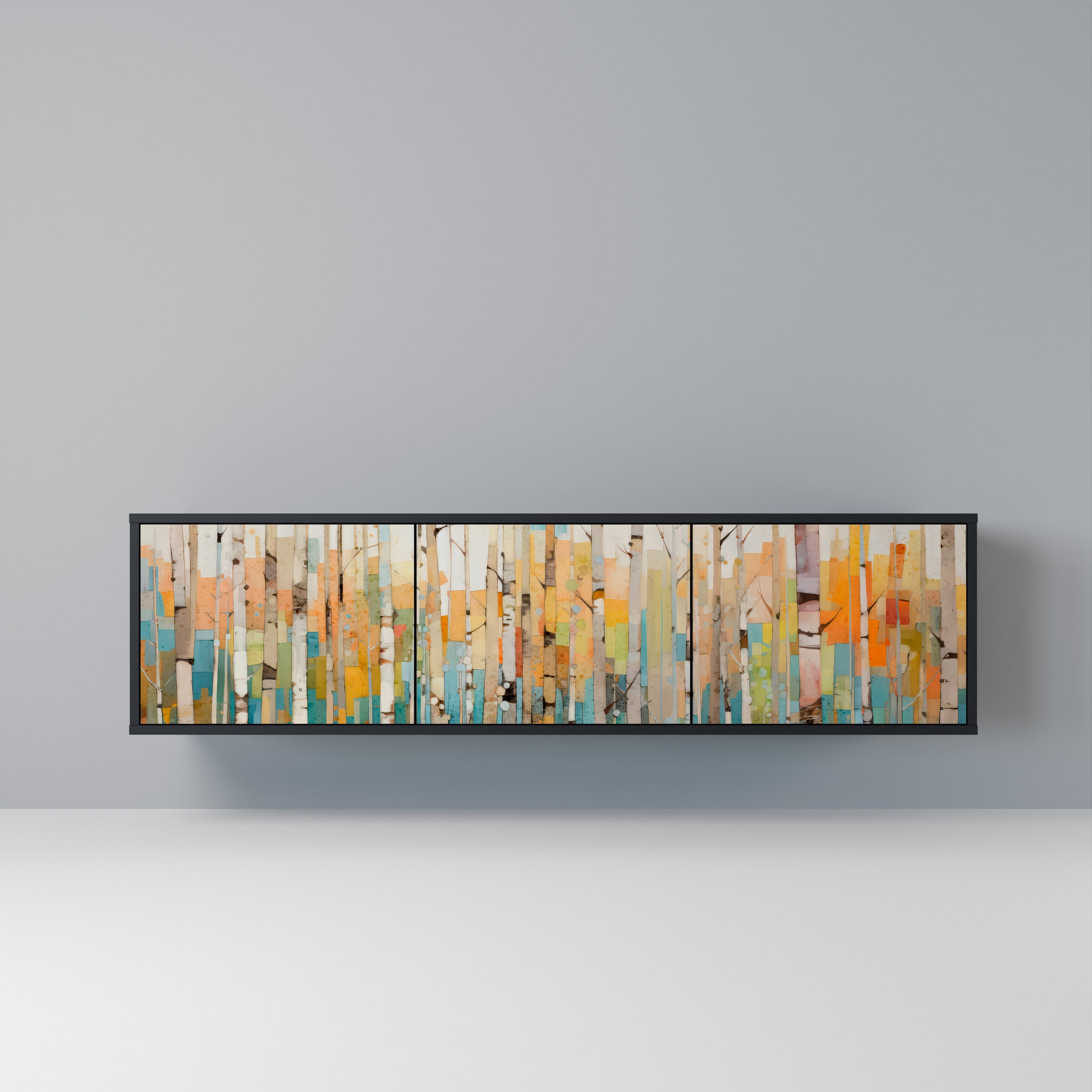 BIRCH KALEIDOSCOPE TV-Lowboard mit 3 Türen in Schwarz