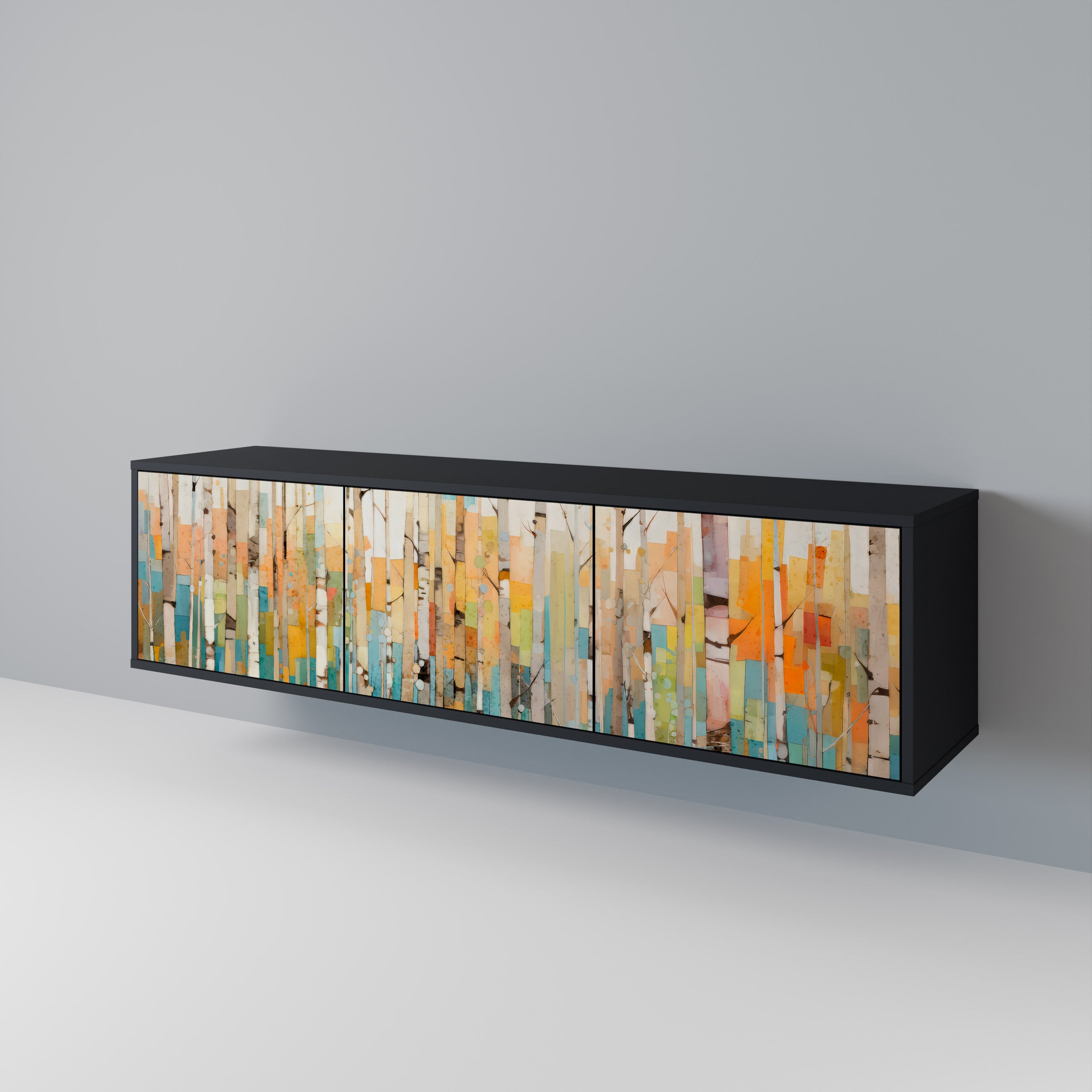 BIRCH KALEIDOSCOPE TV-Lowboard mit 3 Türen in Schwarz