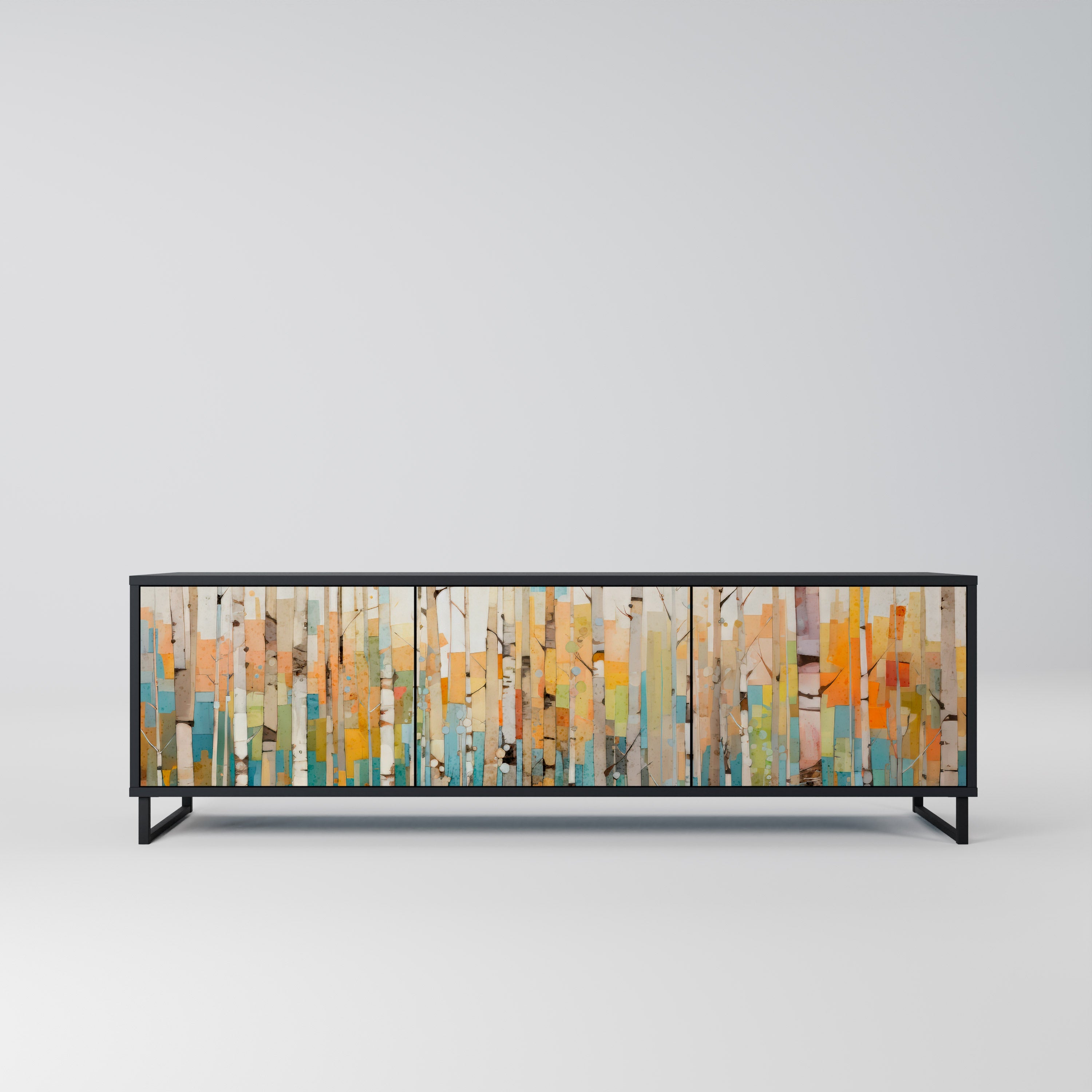 BIRCH KALEIDOSCOPE TV-Lowboard mit 3 Türen in Schwarz