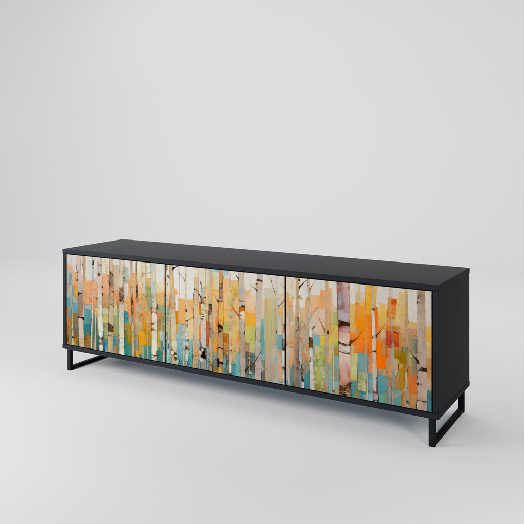 BIRCH KALEIDOSCOPE TV-Lowboard mit 3 Türen in Schwarz