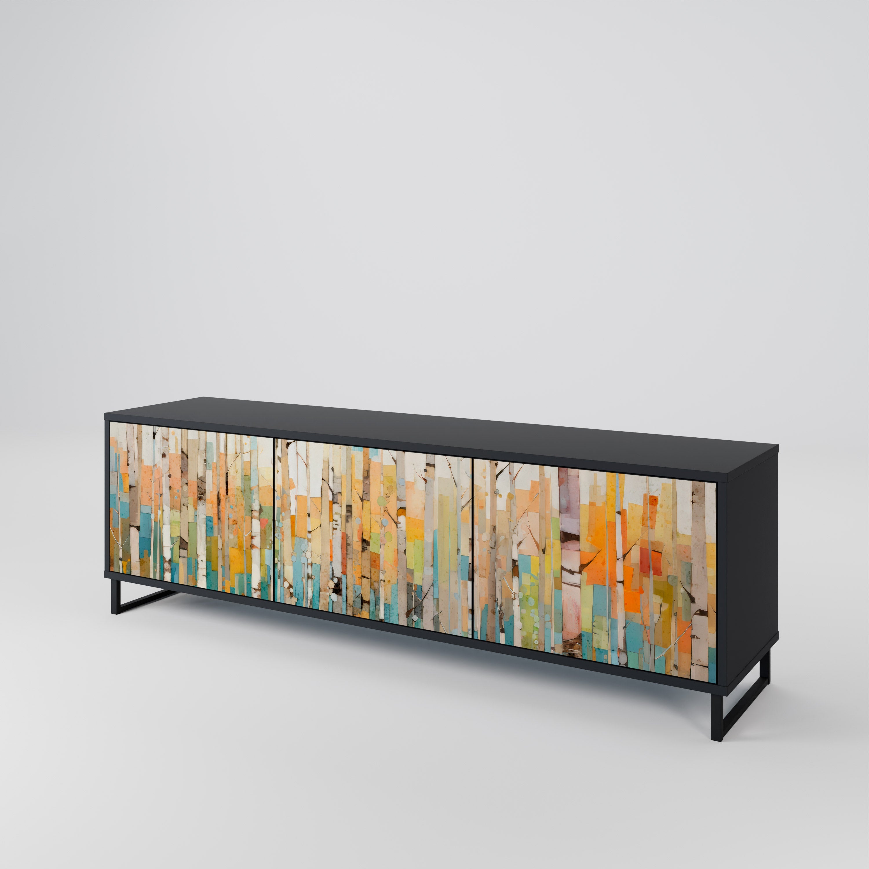 BIRCH KALEIDOSCOPE TV-Lowboard mit 3 Türen in Schwarz