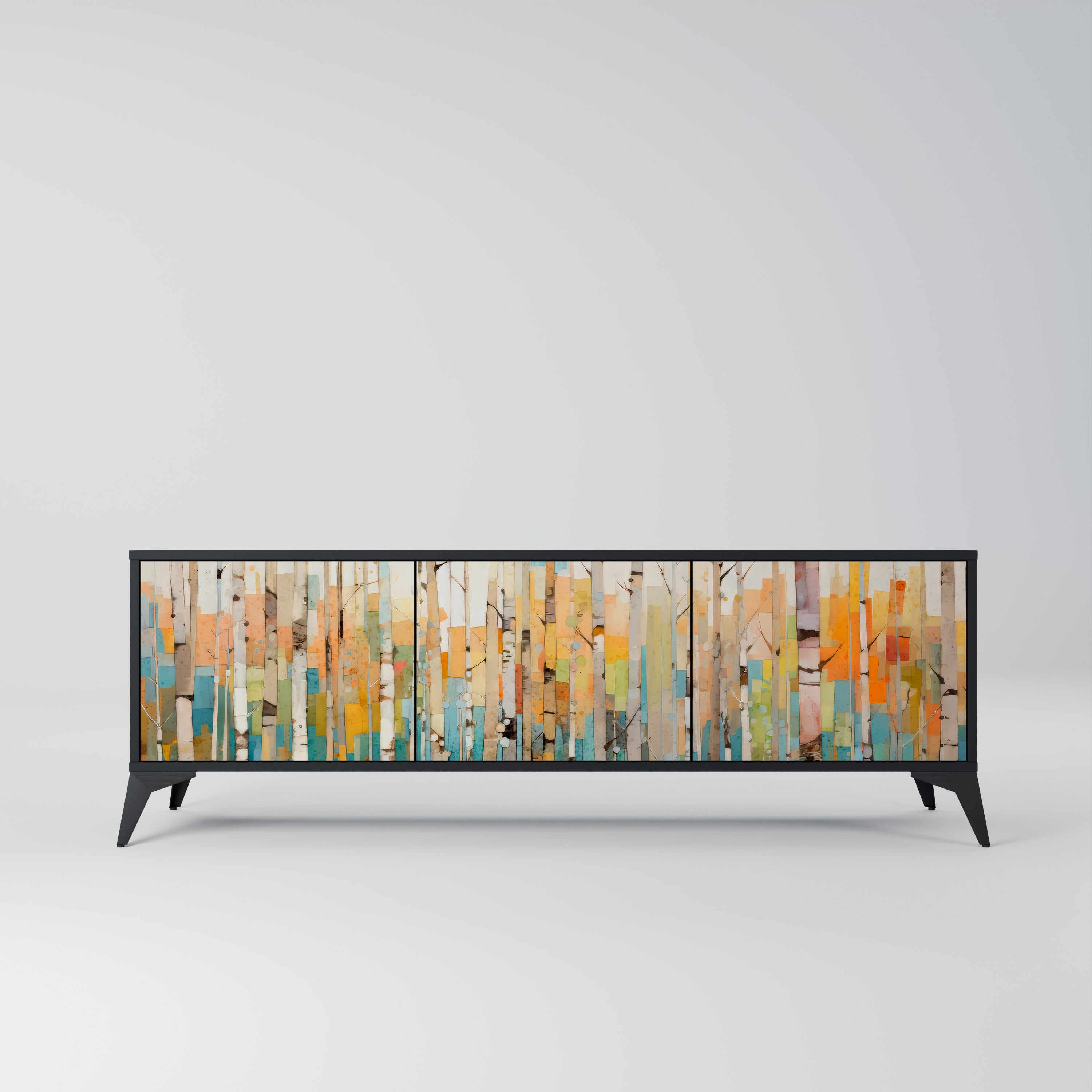 BIRCH KALEIDOSCOPE TV-Lowboard mit 3 Türen in Schwarz