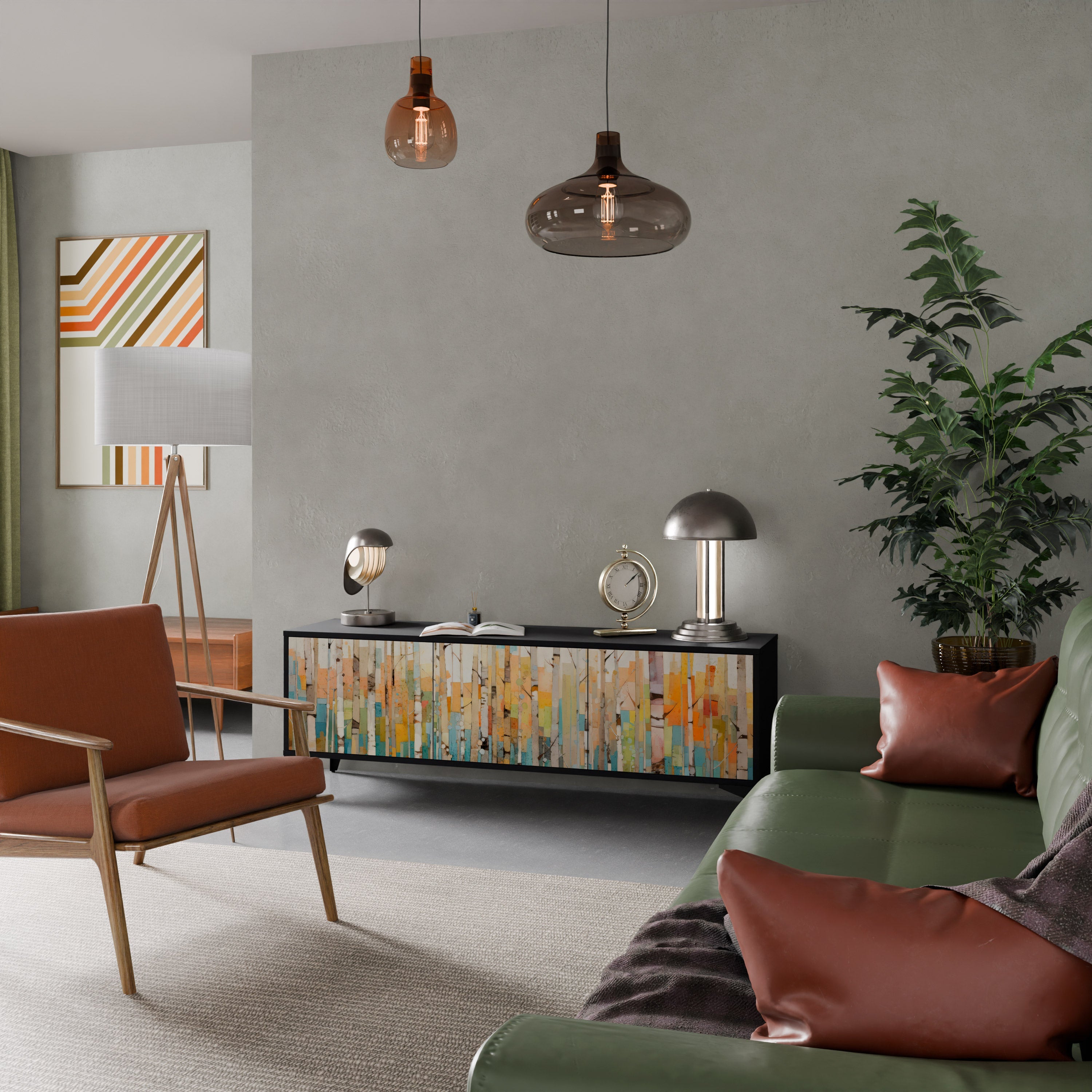 BIRCH KALEIDOSCOPE TV-Lowboard mit 3 Türen in Schwarz