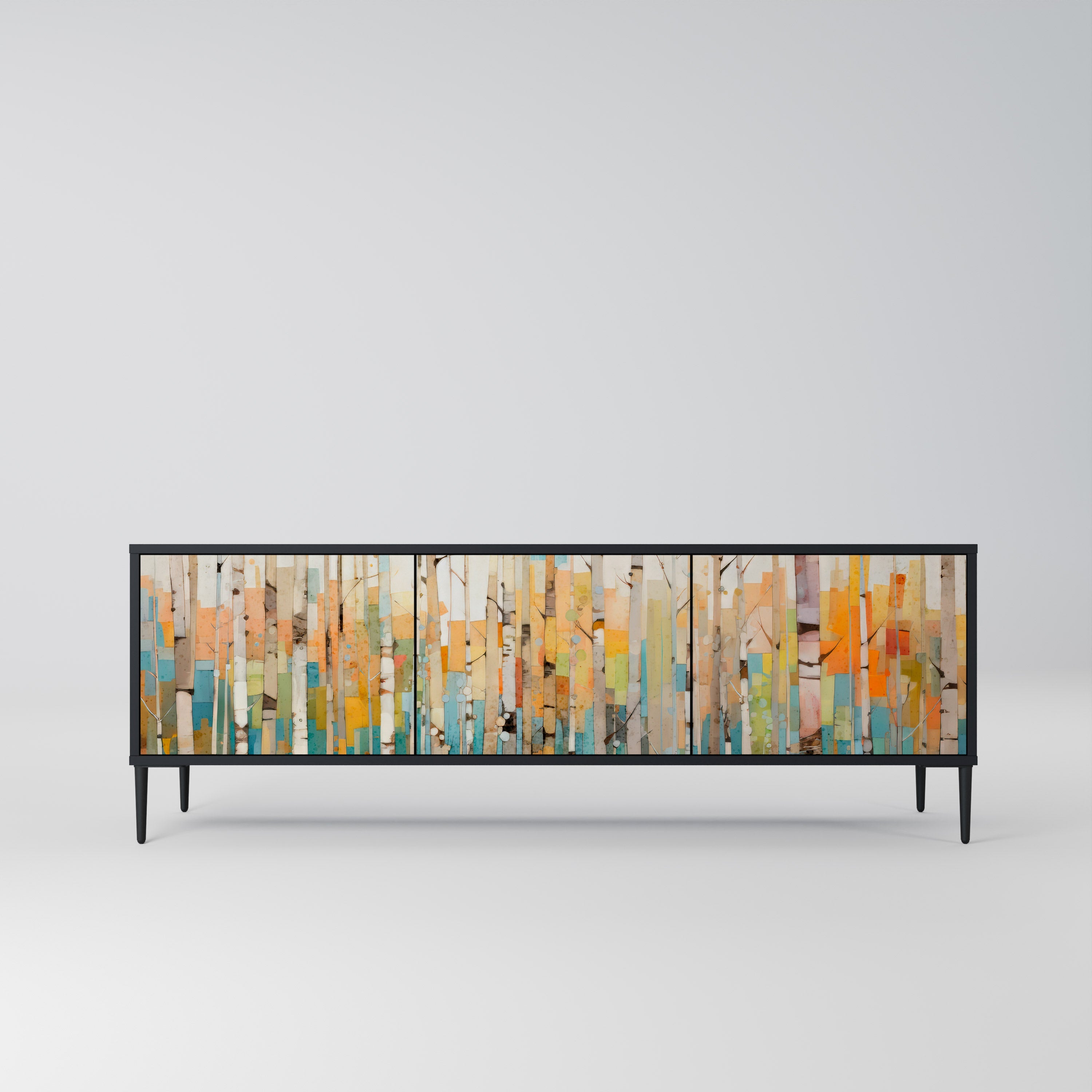 BIRCH KALEIDOSCOPE TV-Lowboard mit 3 Türen in Schwarz