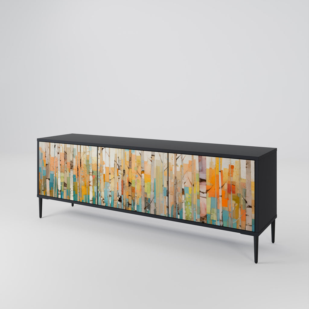 BIRCH KALEIDOSCOPE TV-Lowboard mit 3 Türen in Schwarz
