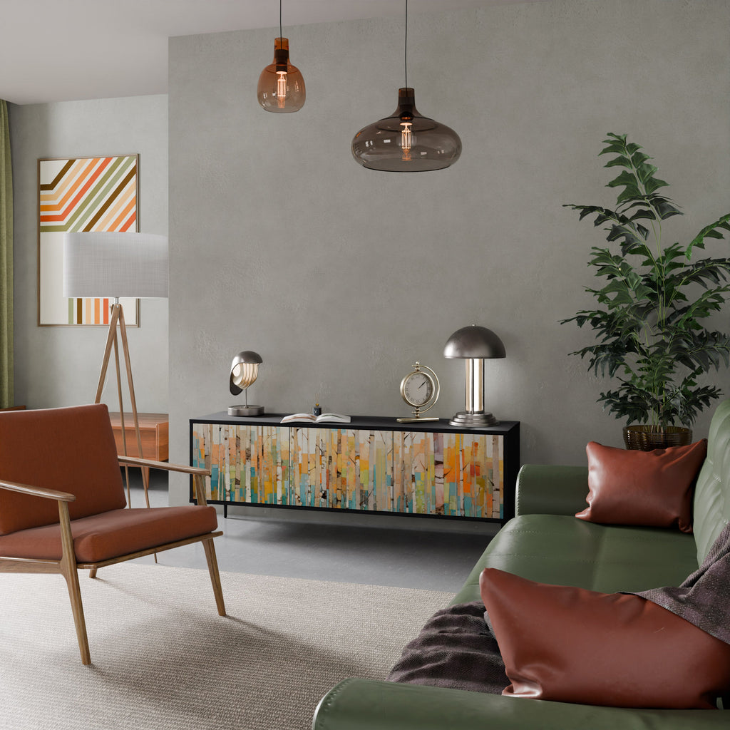 BIRCH KALEIDOSCOPE TV-Lowboard mit 3 Türen in Schwarz